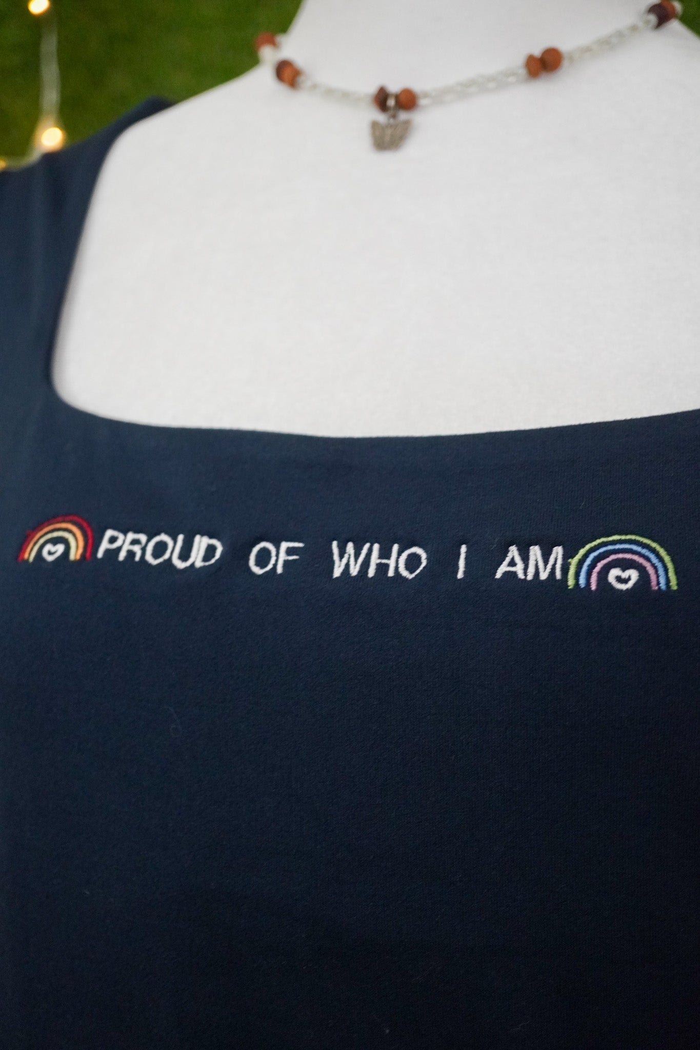 Proud of Who I Am Navy Cropped Long Sleeve L