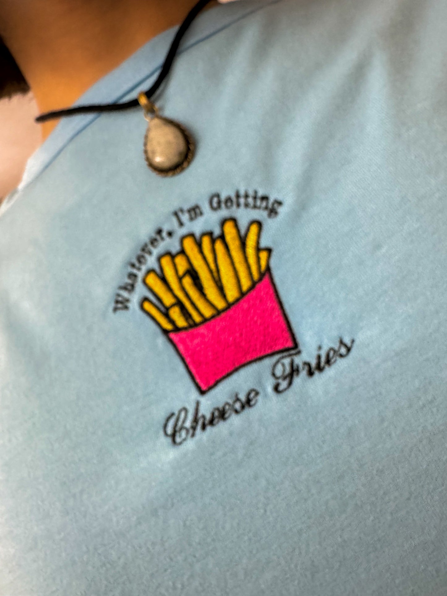 Cheese Fries Blue Baby Tee L