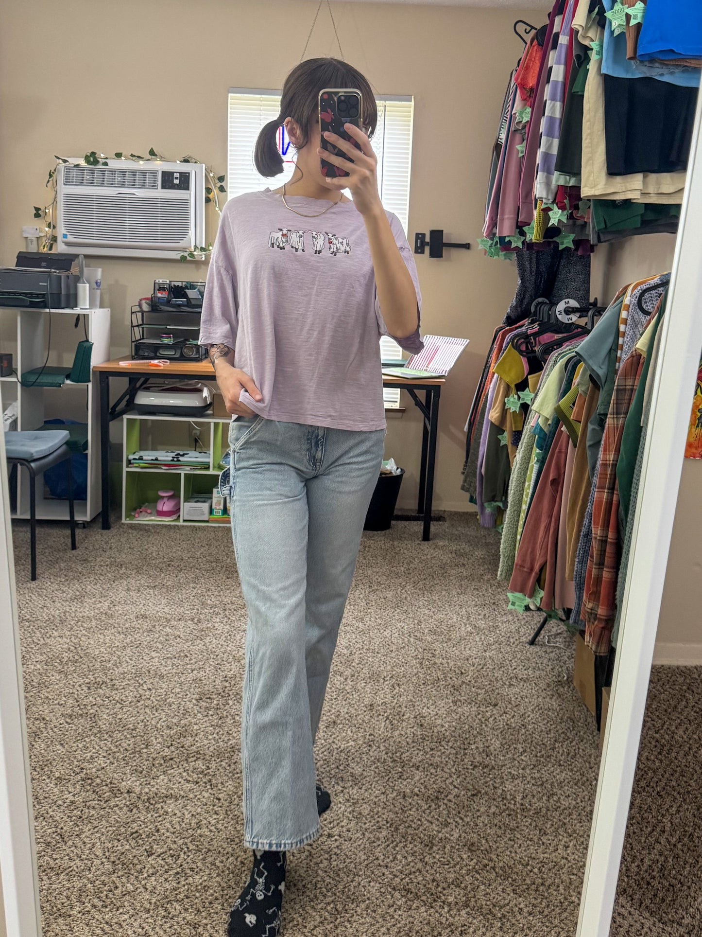 Ghost Cows Lilac Jersey Cropped Tee XL