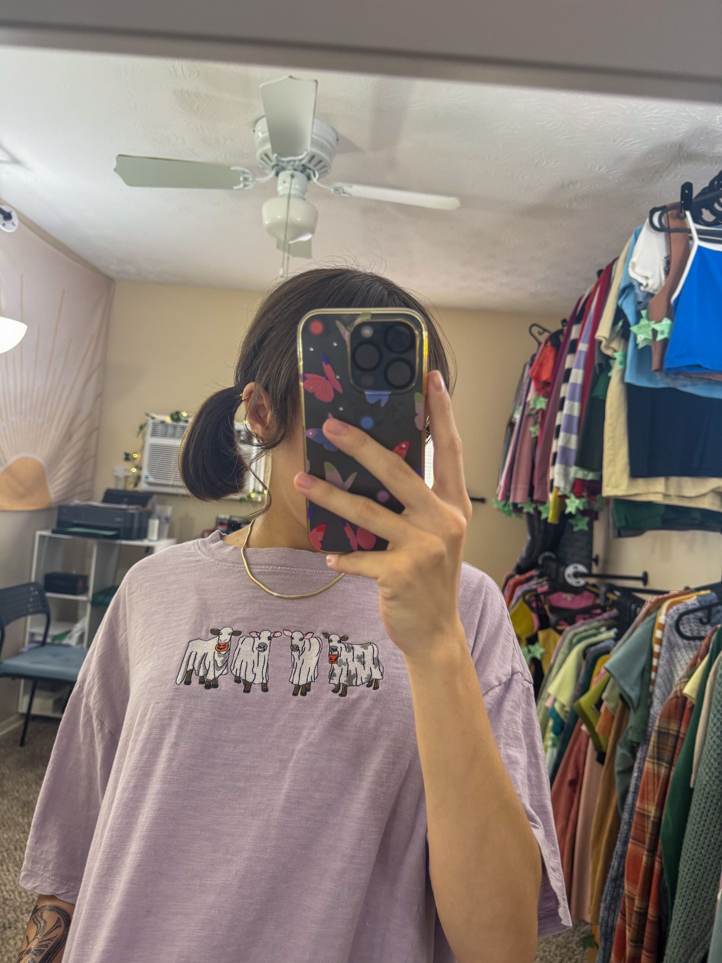 Ghost Cows Lilac Jersey Cropped Tee XL