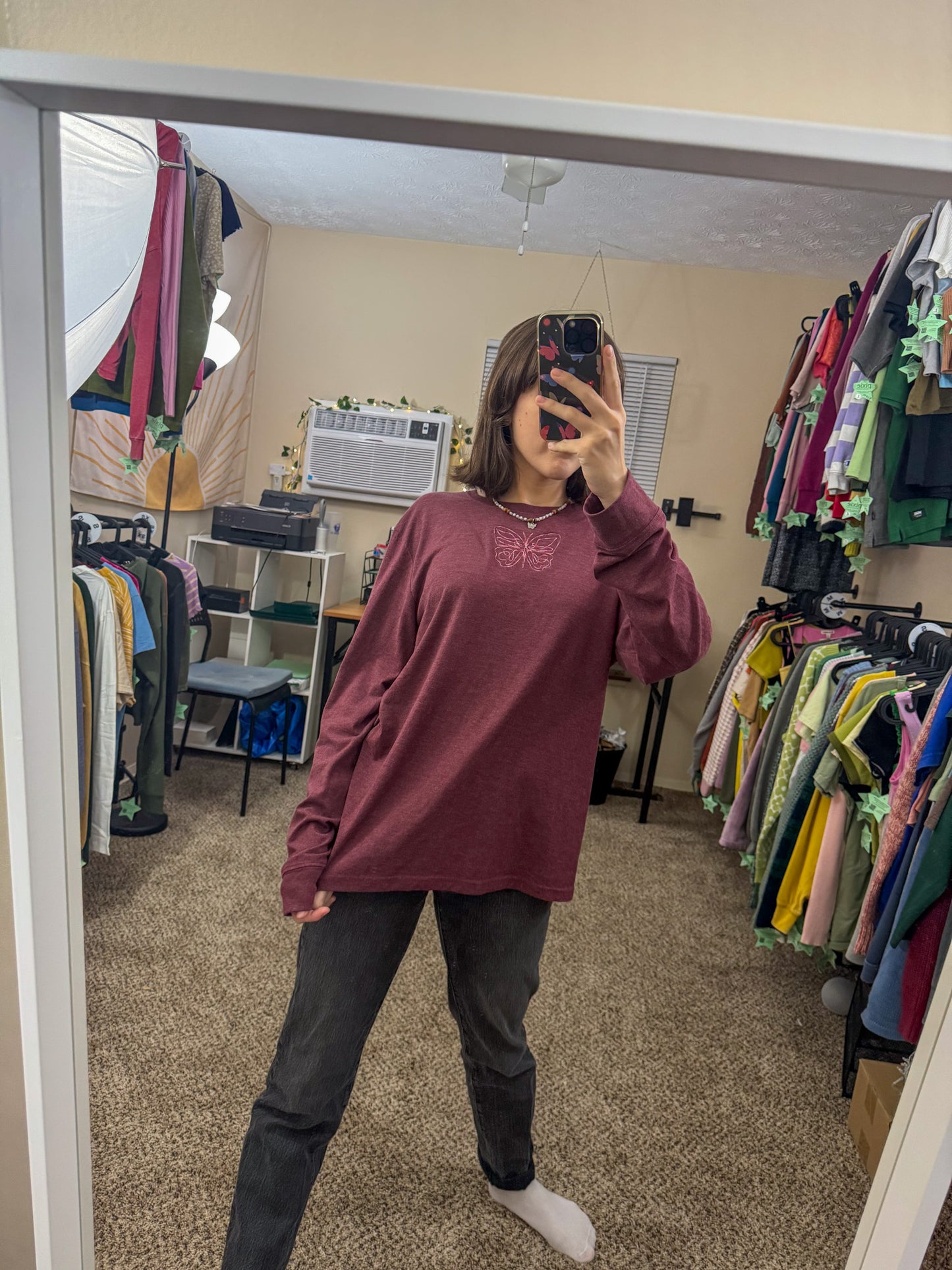One Line Butterfly Long Sleeve L