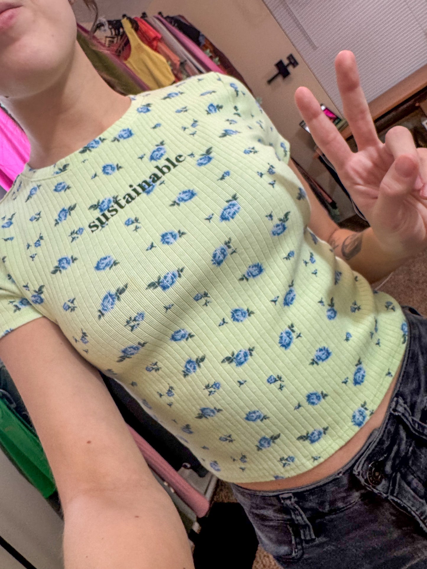 Sustainable Floral Baby Tee S