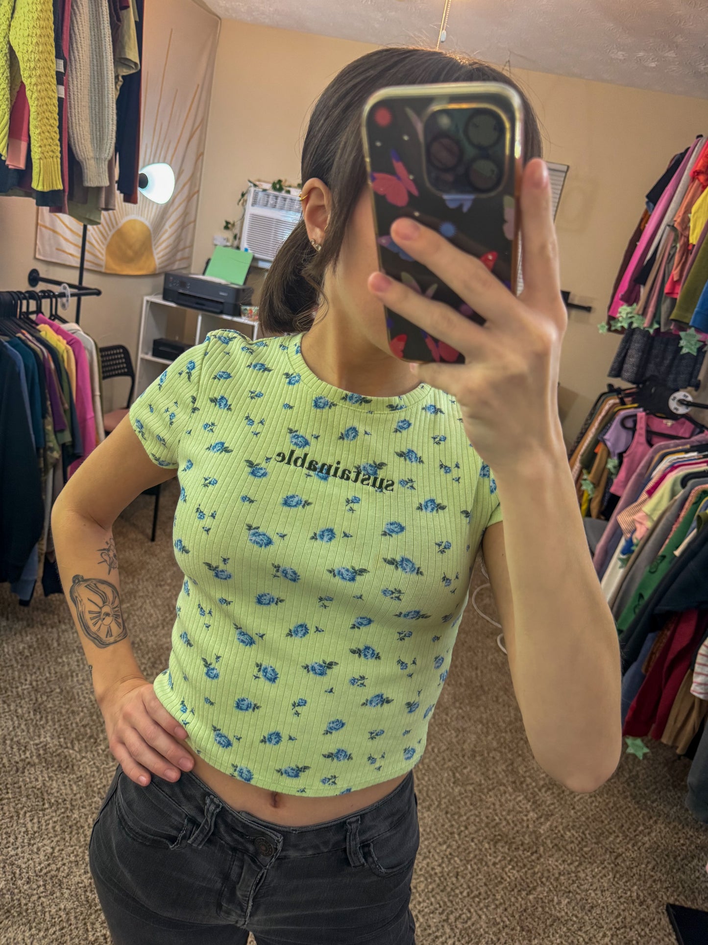 Sustainable Floral Baby Tee S