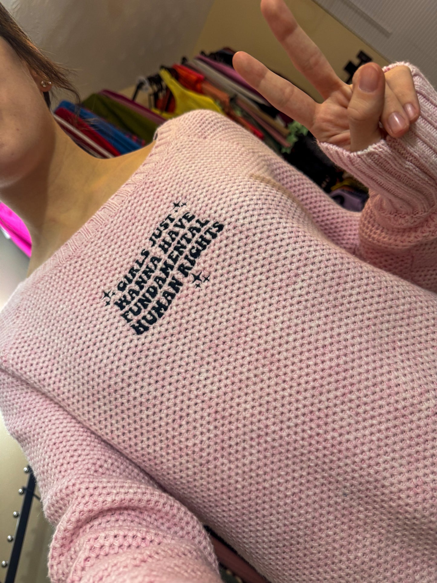 Girls Just Want Fundemental Rights Pink Sweater 2XL