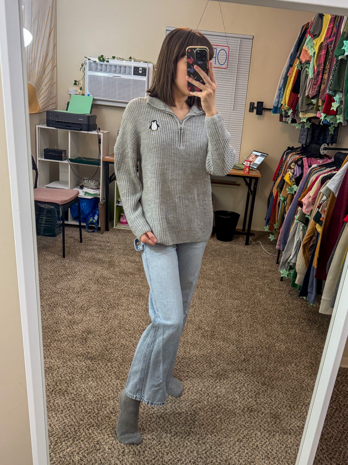 Penguin Quarter Zip Sweater S