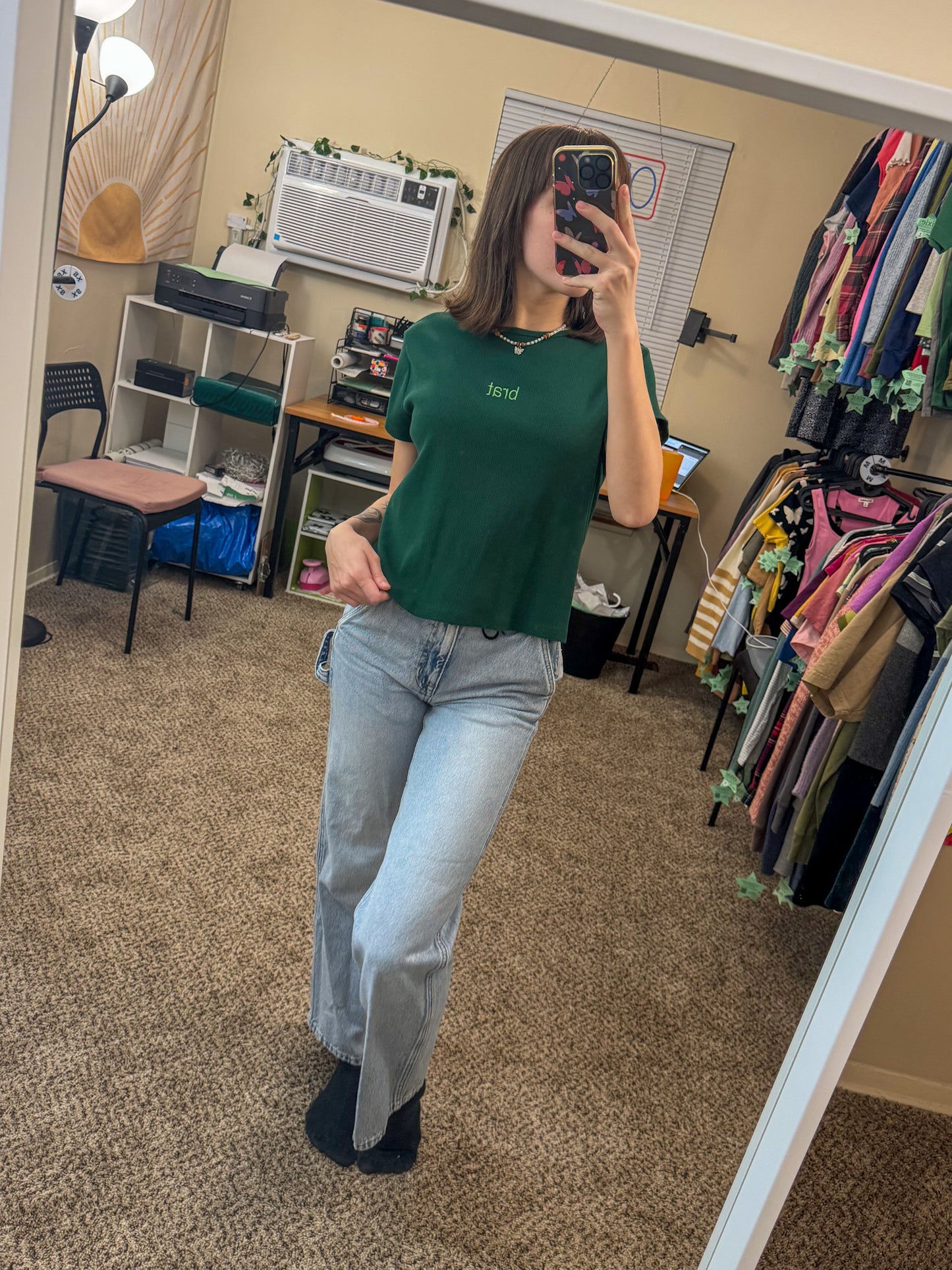 Green Brat Ribbed Baby Tee L