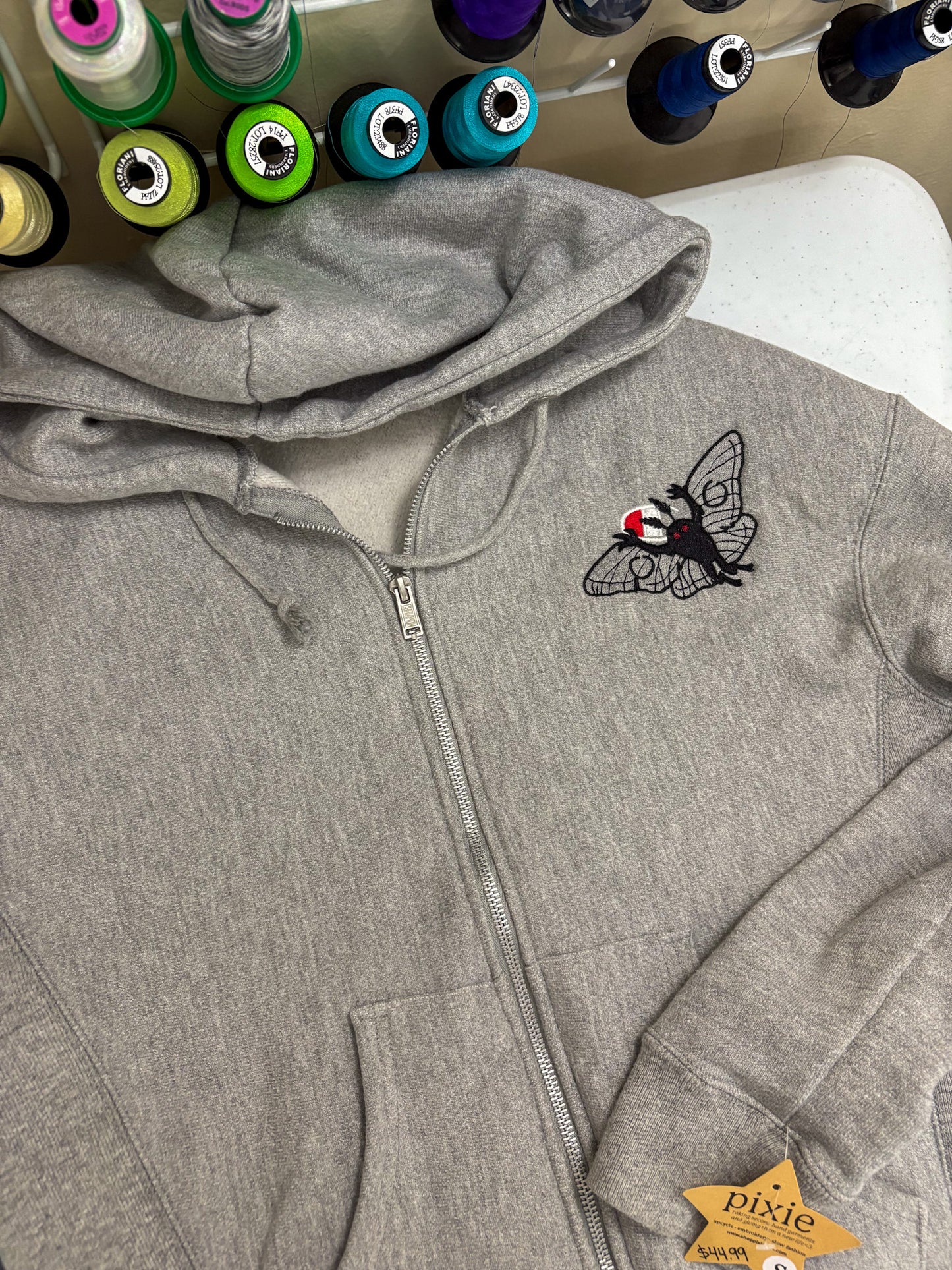 Mothman Grey Zip Up Hoodie S