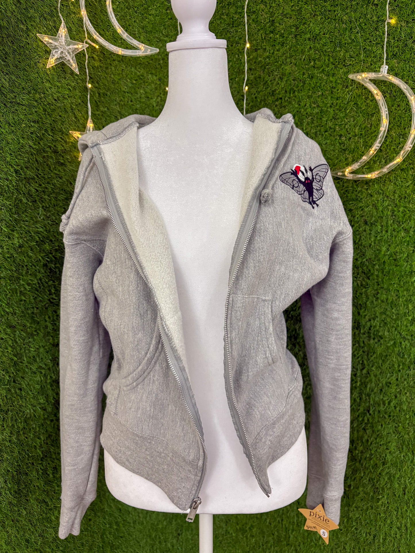 Mothman Grey Zip Up Hoodie S