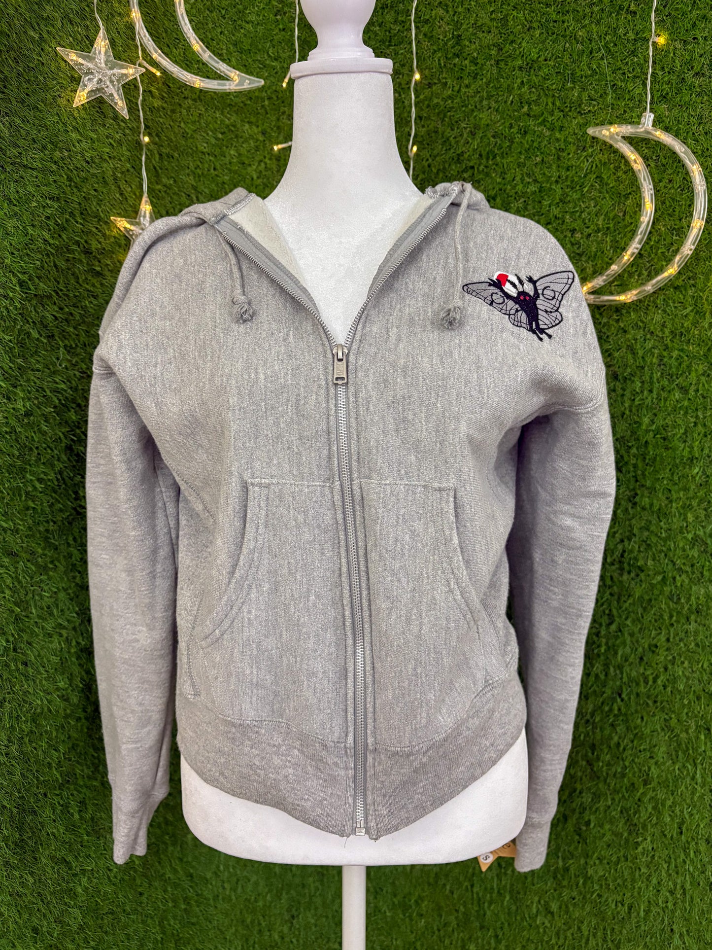 Mothman Grey Zip Up Hoodie S
