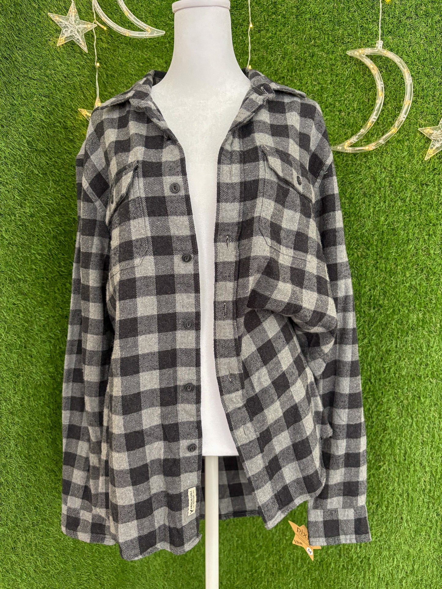 Love Wins Black Plaid Flannel M