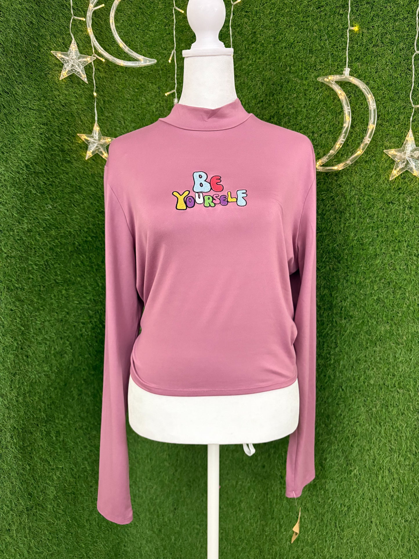 Be Yourself Cinched Back Pink Cropped Long Sleeve 2XL