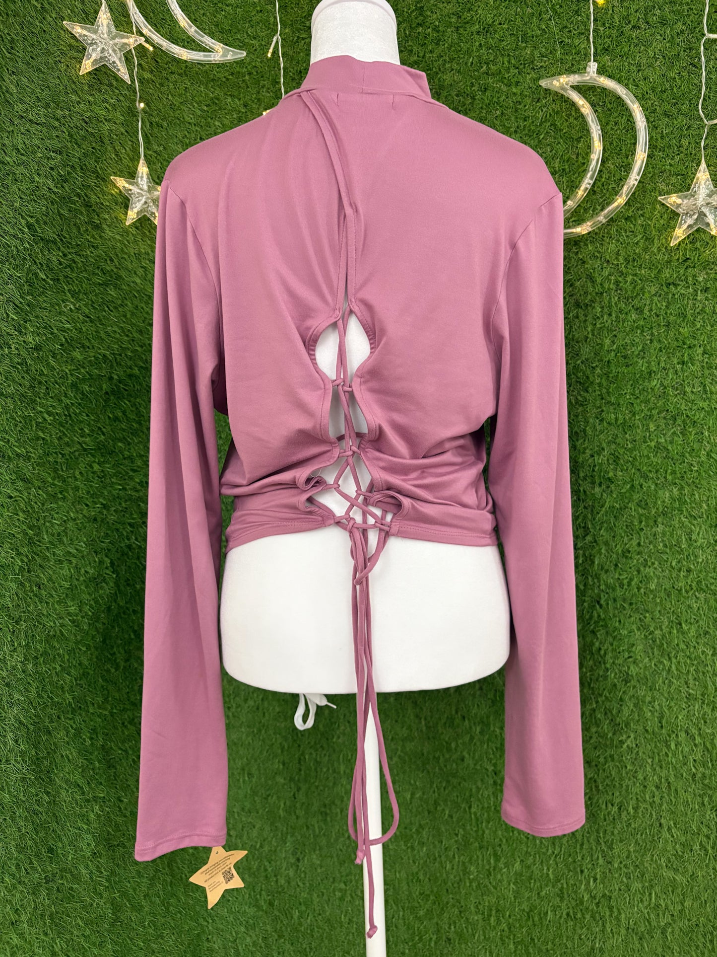 Be Yourself Cinched Back Pink Cropped Long Sleeve 2XL