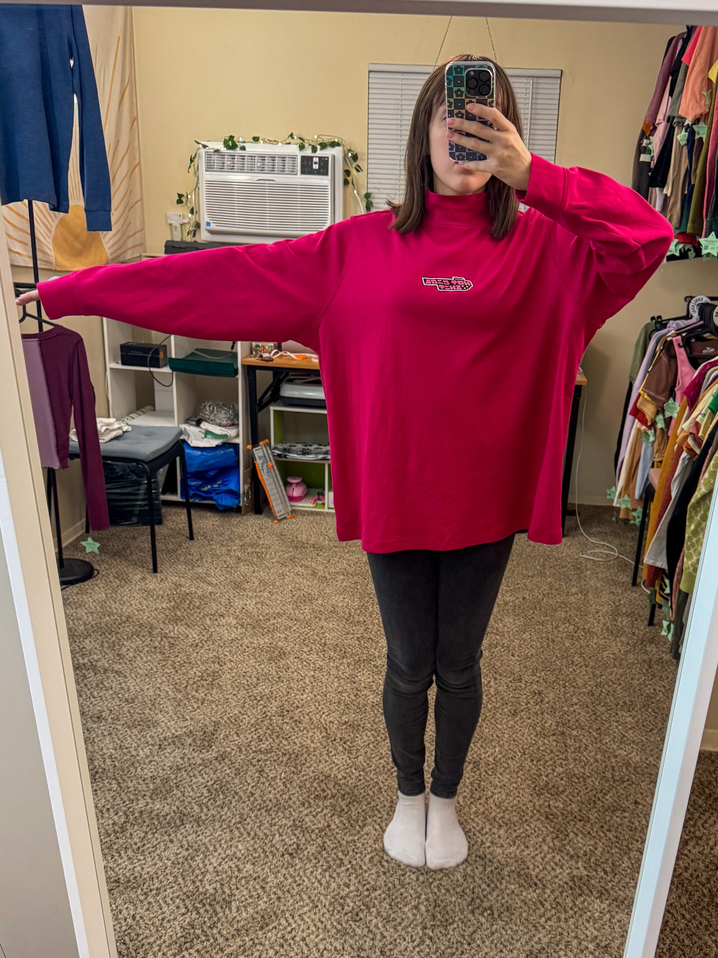 Hot Girl Pink Turtleneck Long Sleeve 2XL