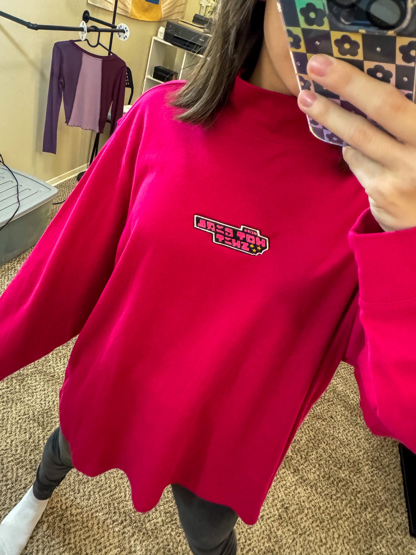 Hot Girl Pink Turtleneck Long Sleeve 2XL