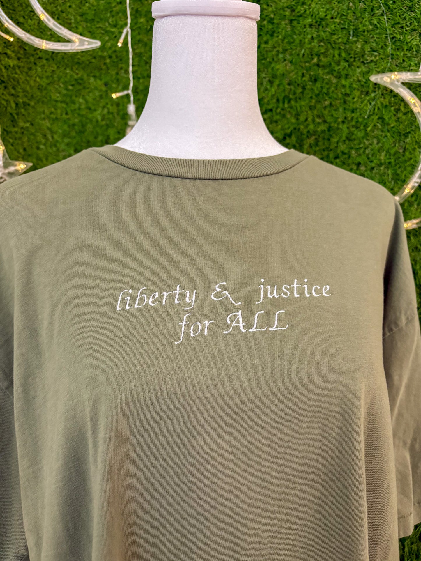 Liberty & Justice for ALL Green T-Shirt M