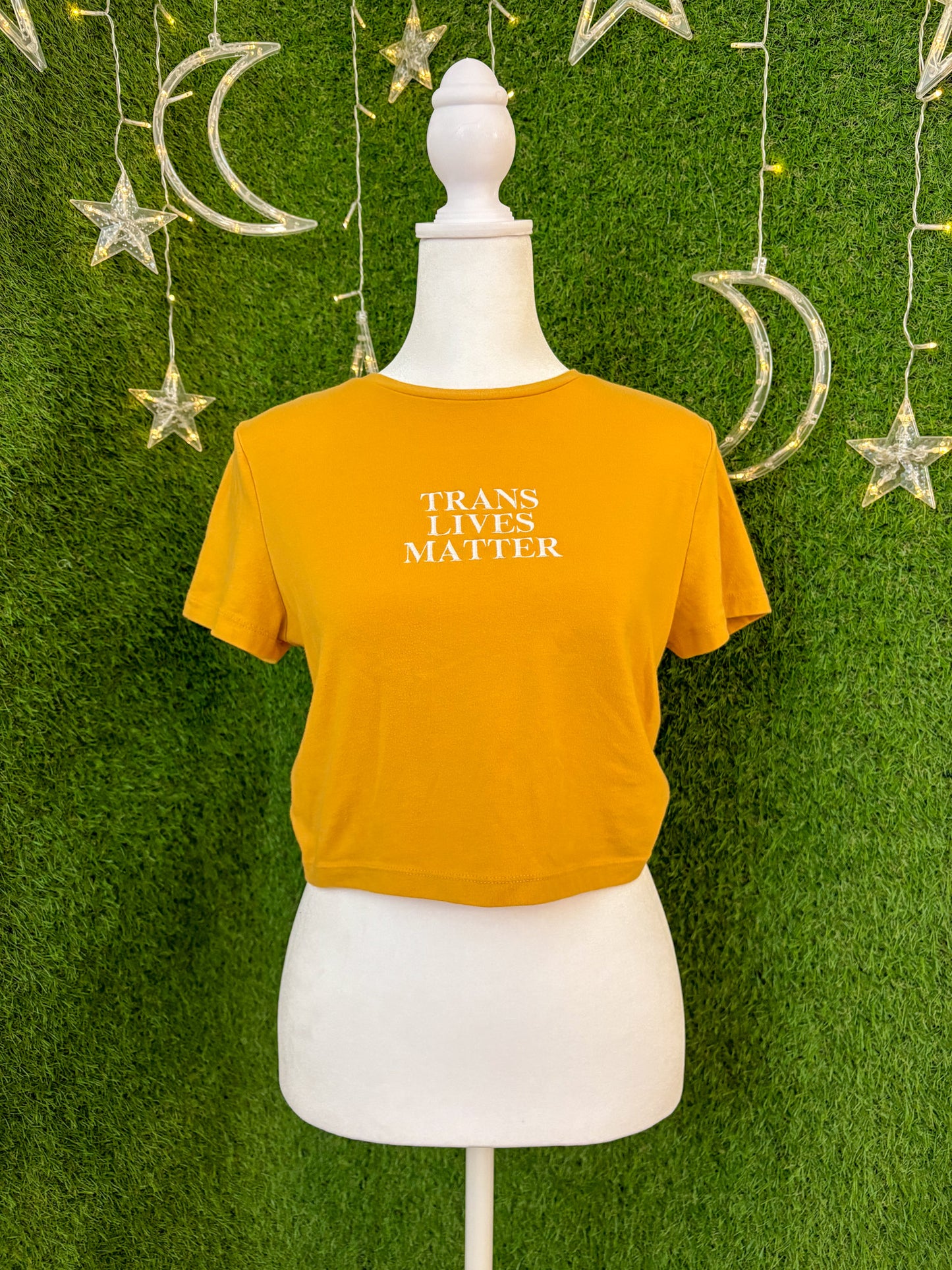 Trans Lives Matter Yellow Crop Top L