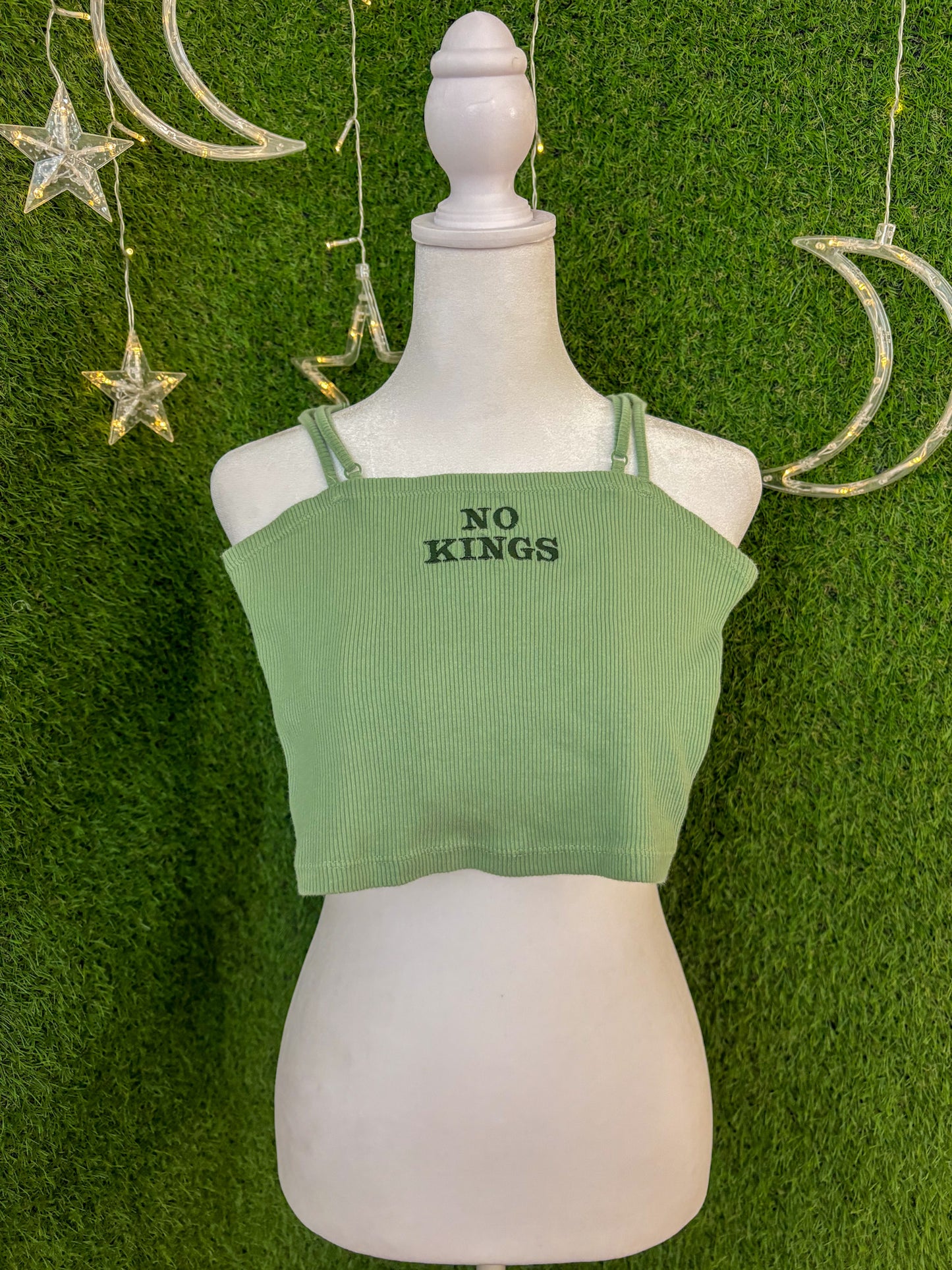 No Kings Green Cropped Tank S