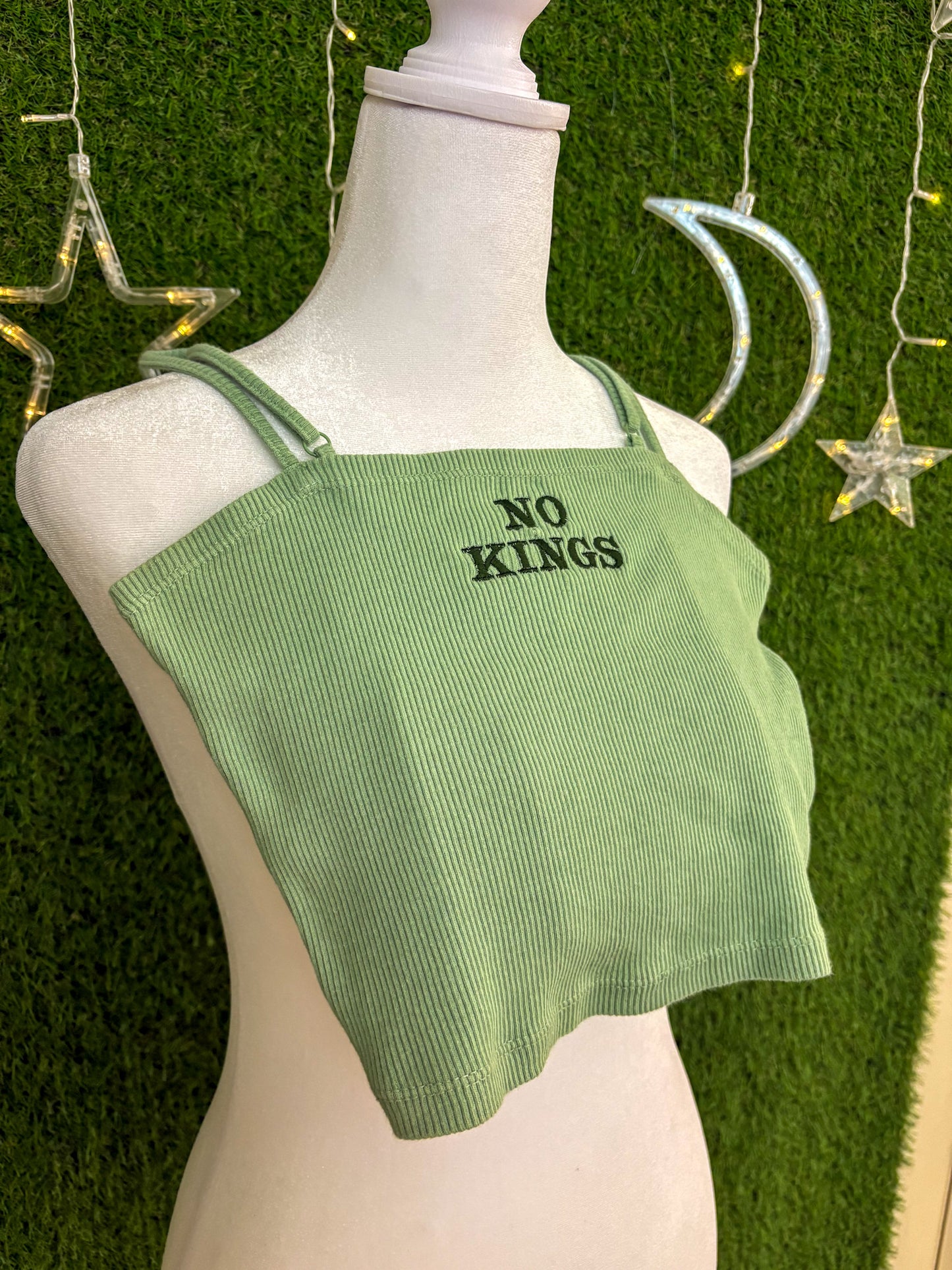 No Kings Green Cropped Tank S