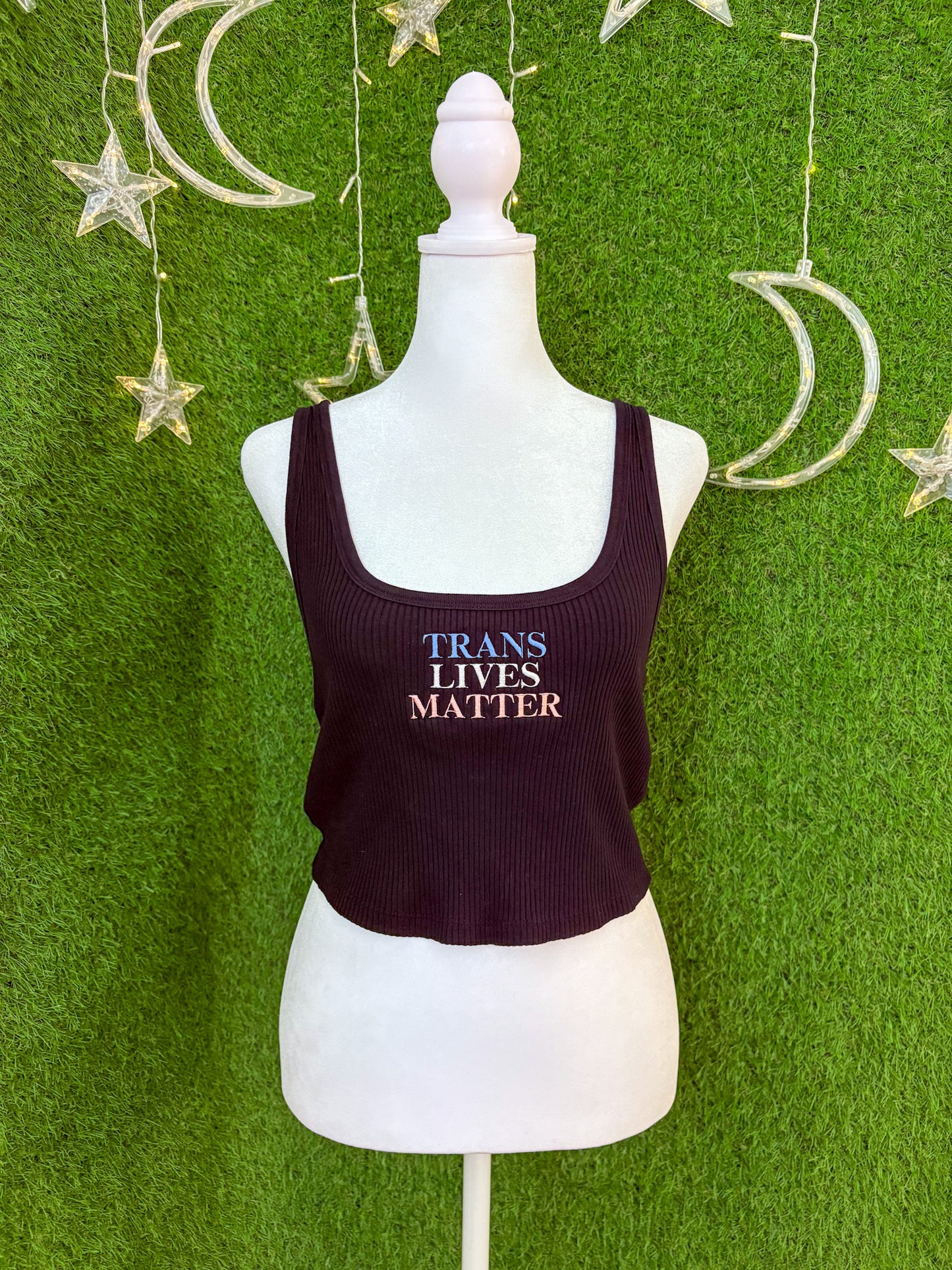 Trans Lives Matter Ribbed Cropped Tank M