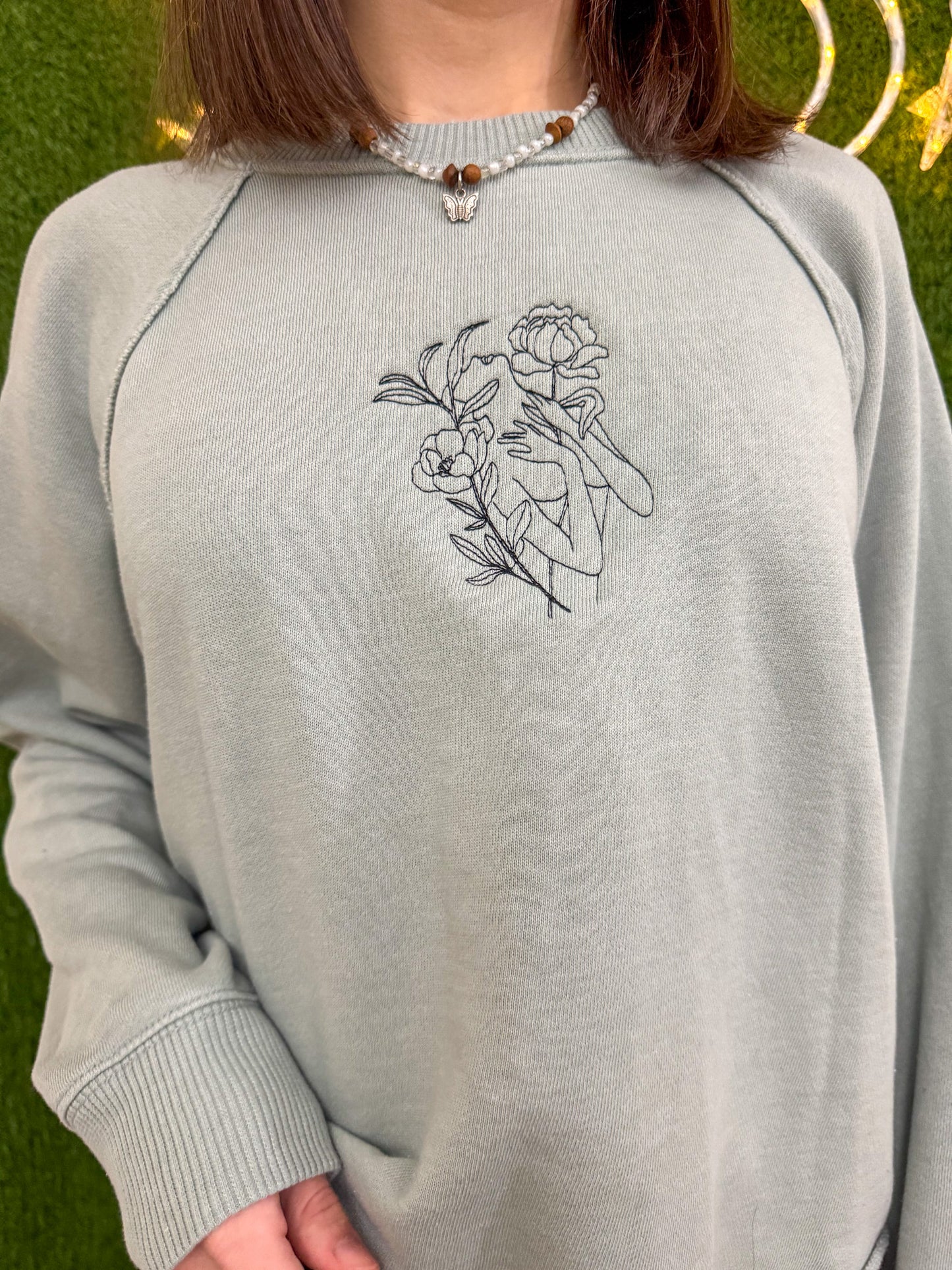 Floral Woman Cropped Crew M