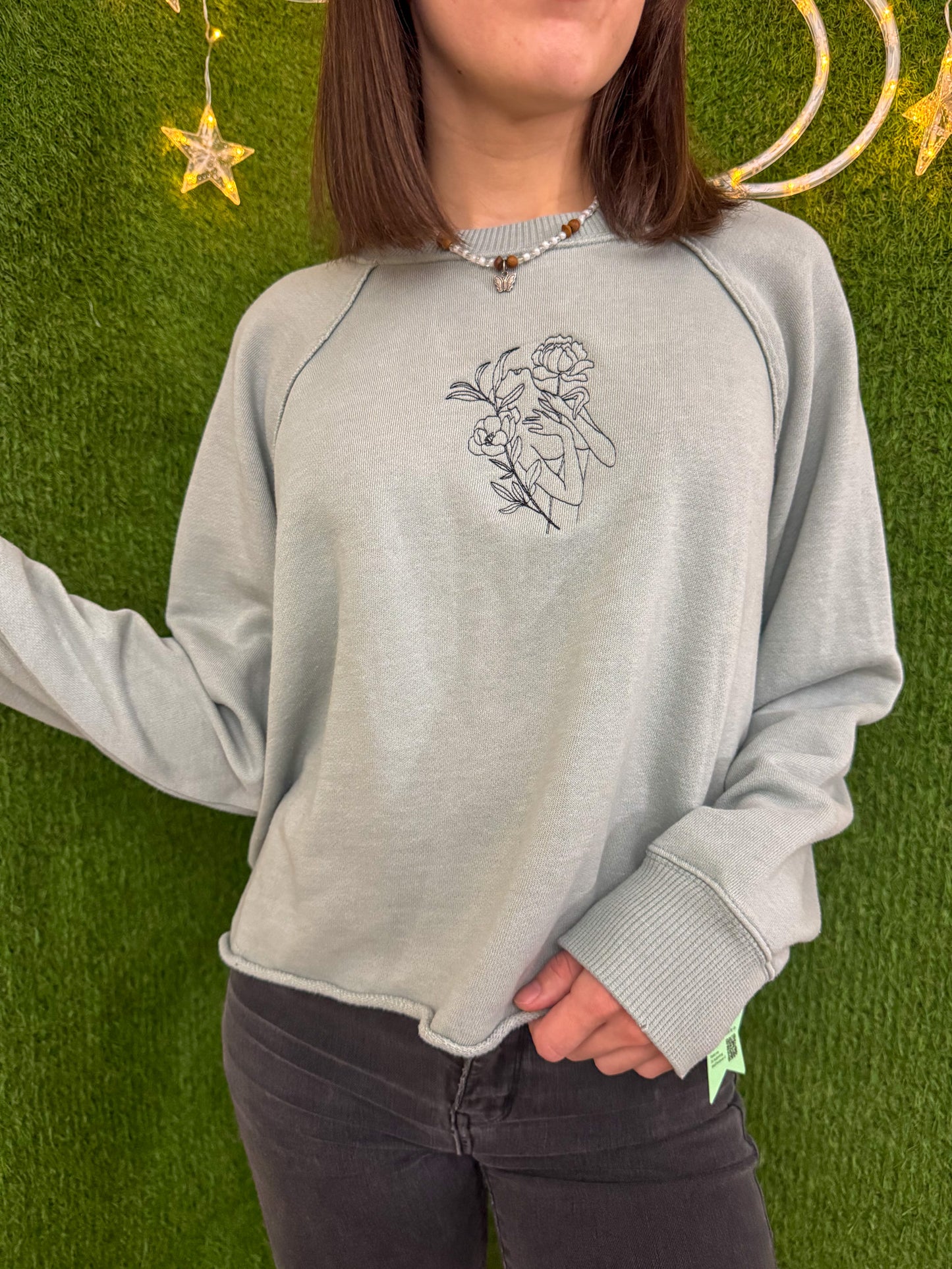 Floral Woman Cropped Crew M