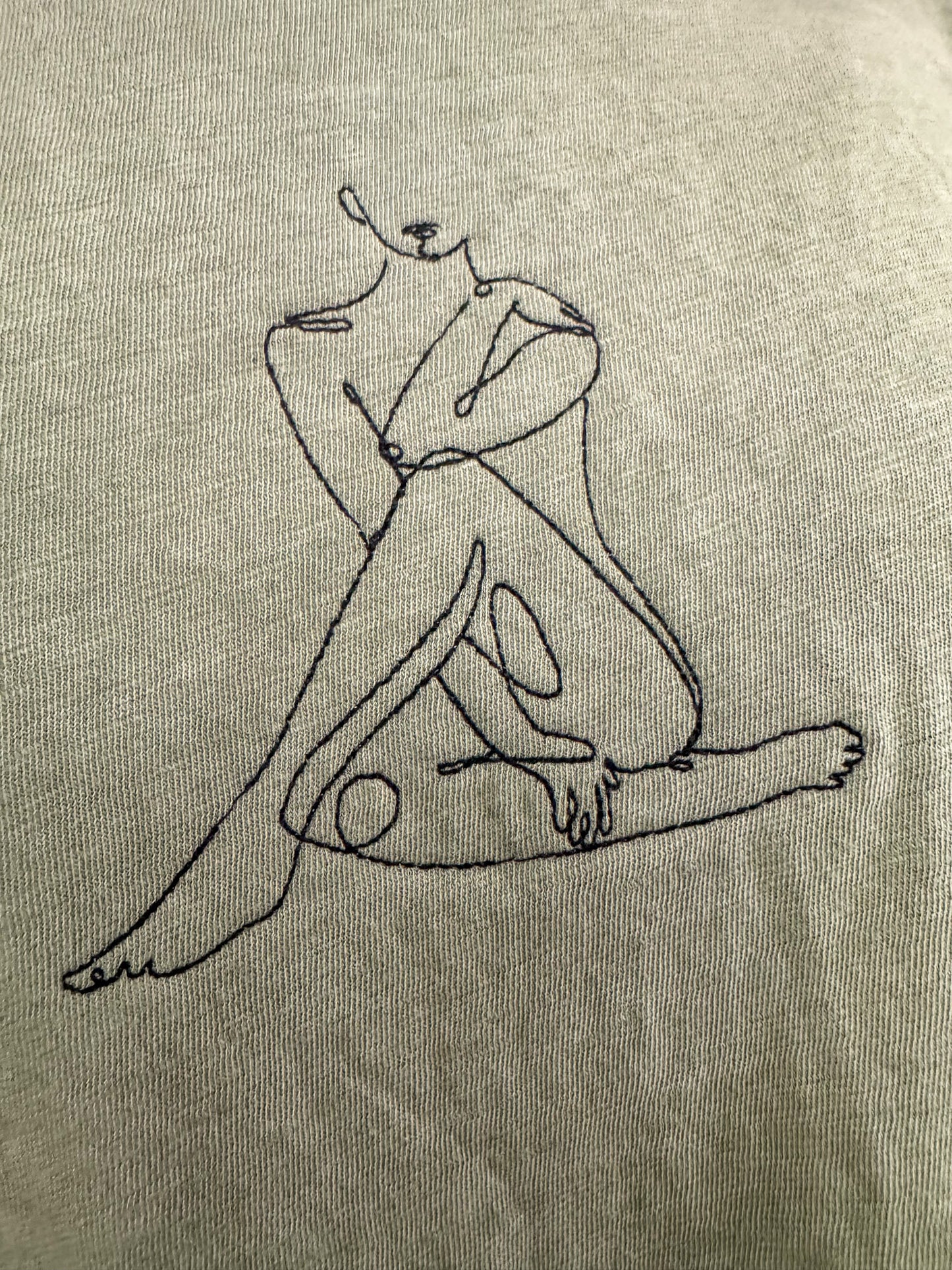 One Line Woman Green T-Shirt L