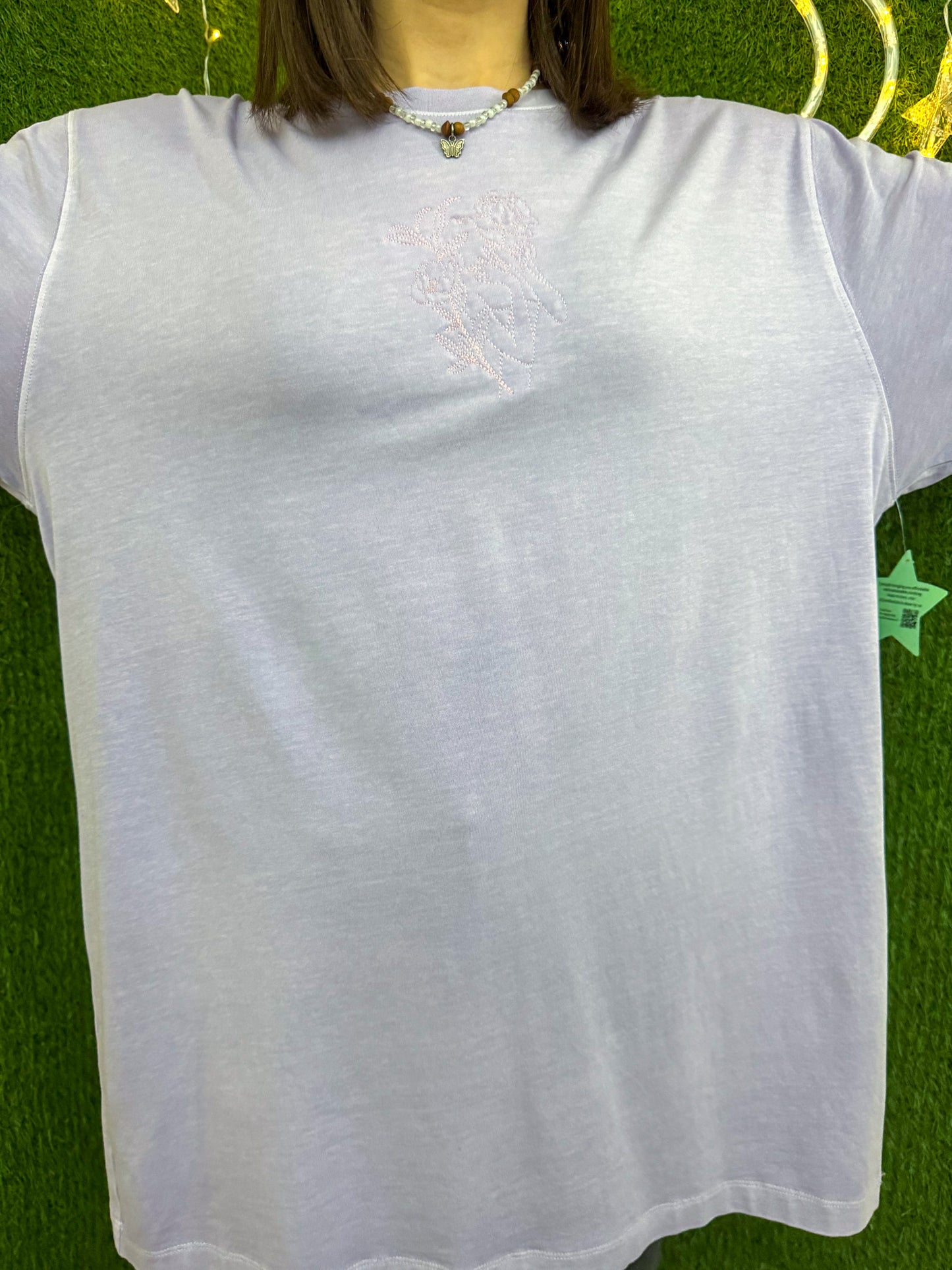 One Line Woman Lilac T-Shirt XL