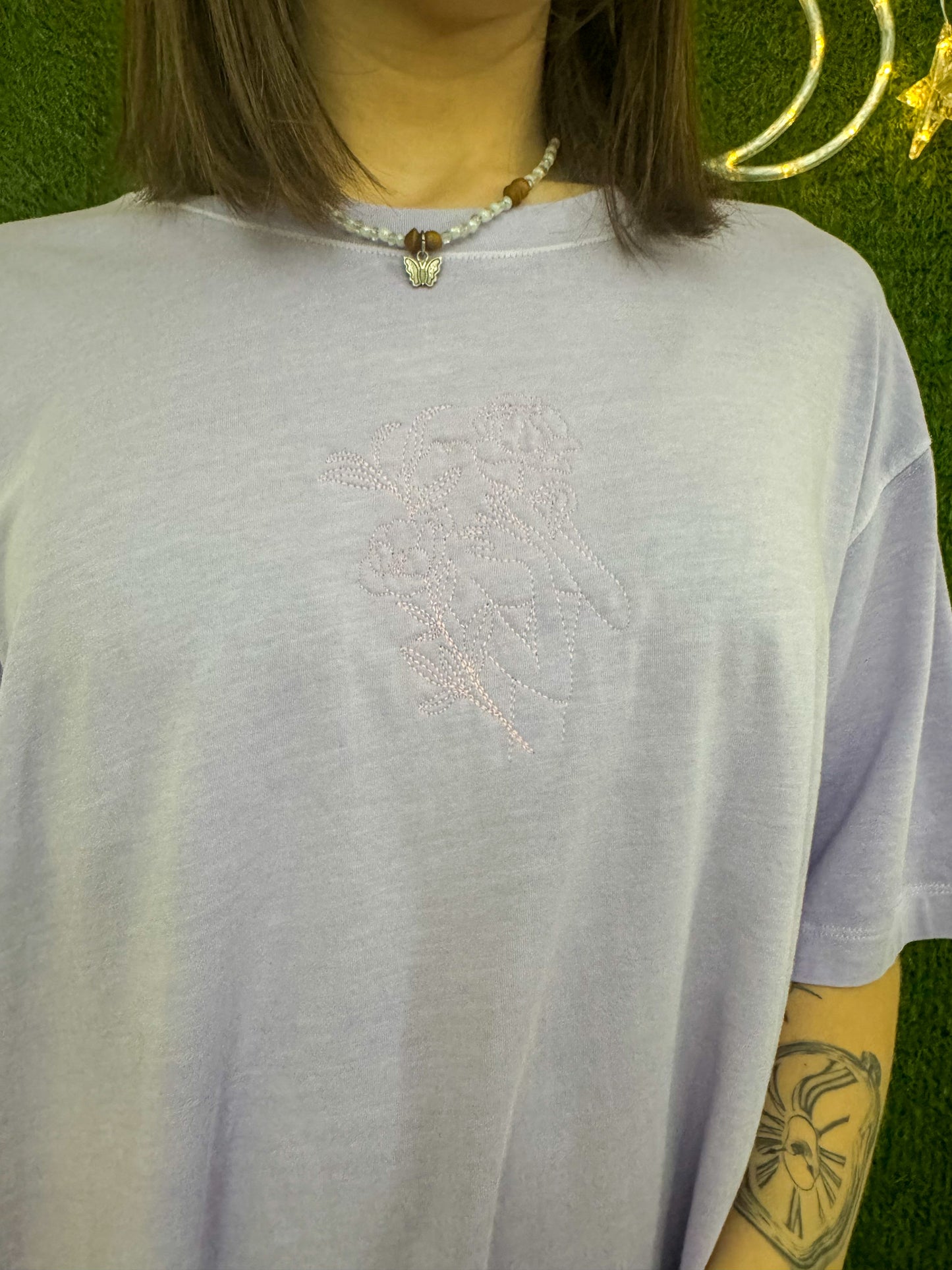 One Line Woman Lilac T-Shirt XL