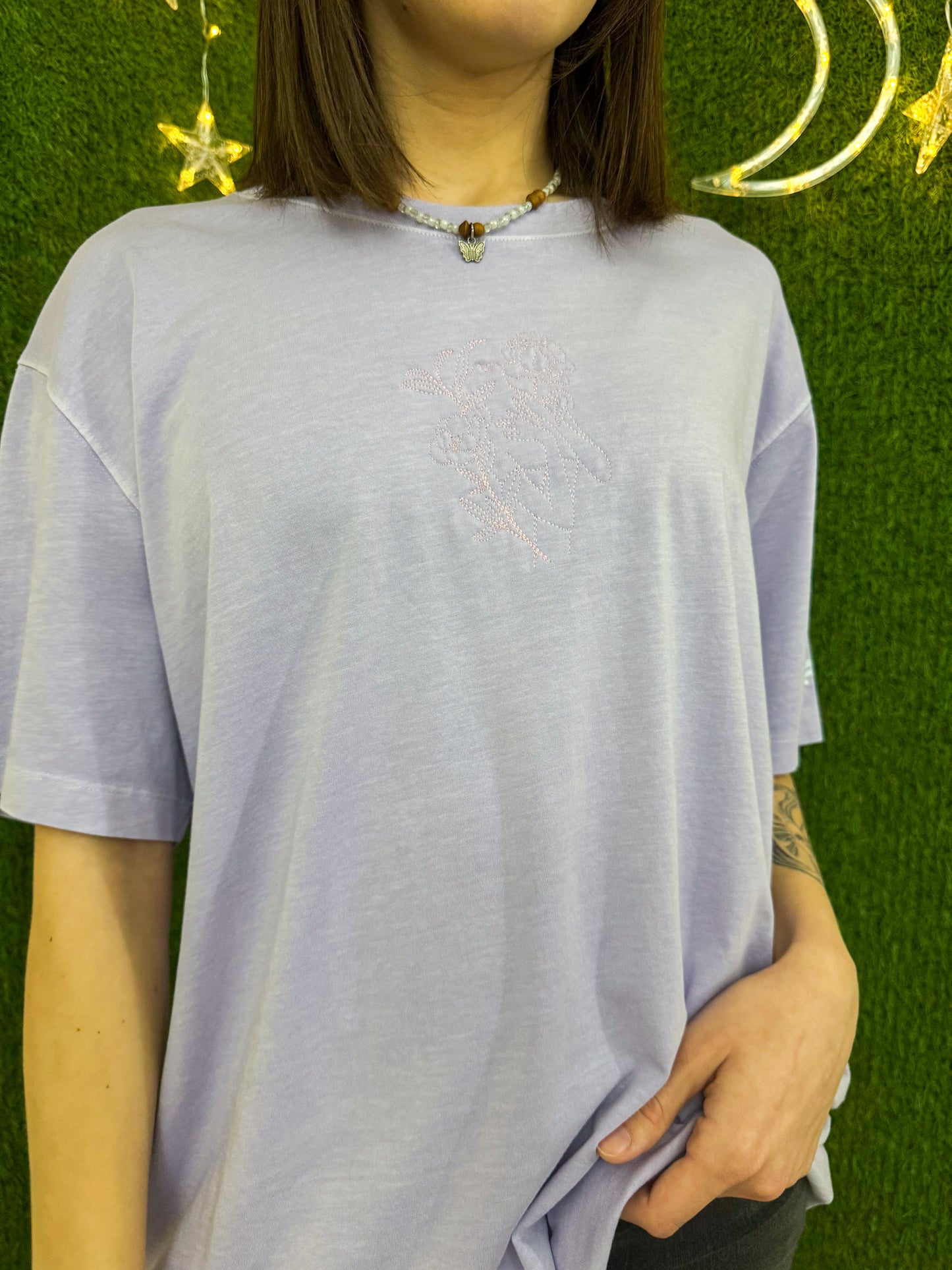 One Line Woman Lilac T-Shirt XL
