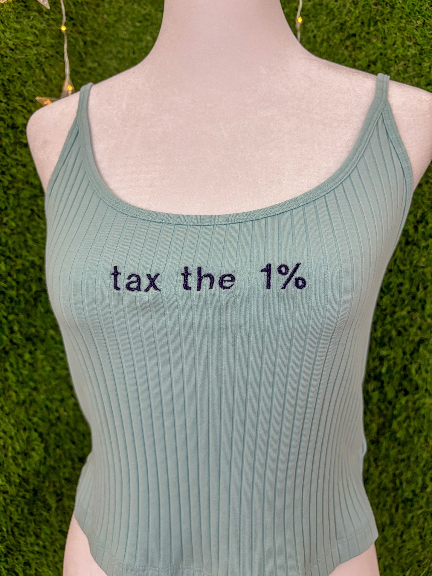 Tax the 1% Blue Tank Top M