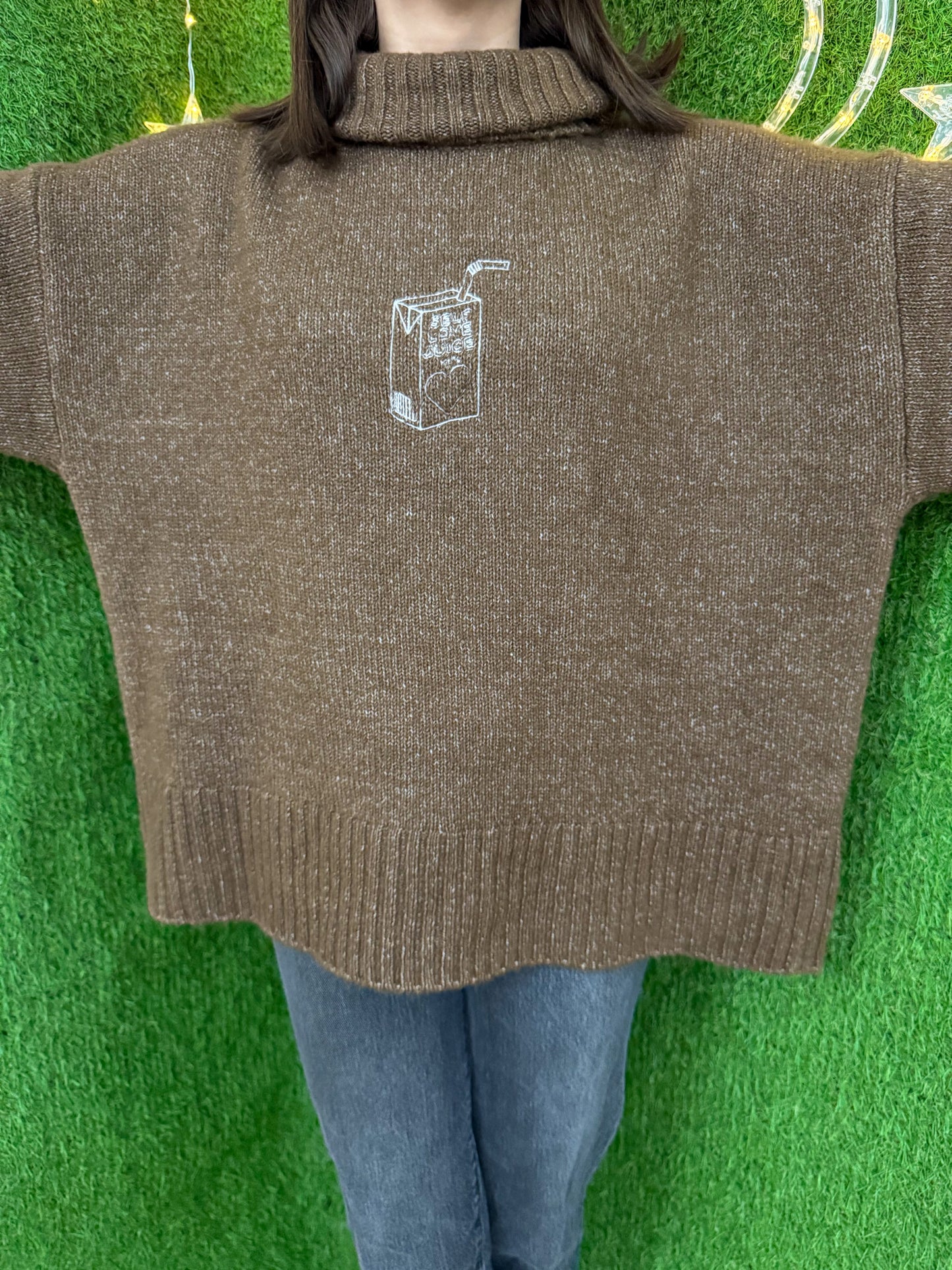 Self Love Juice Brown Turtleneck Sweater 2XL