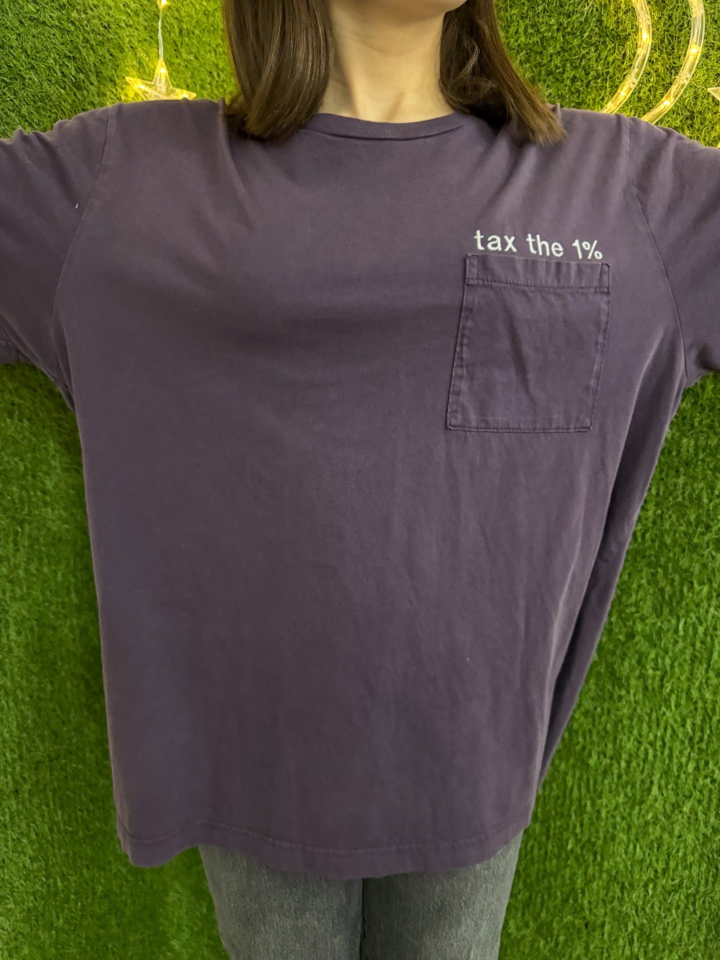Tax the 1% Purple Pocket T-Shirt XL