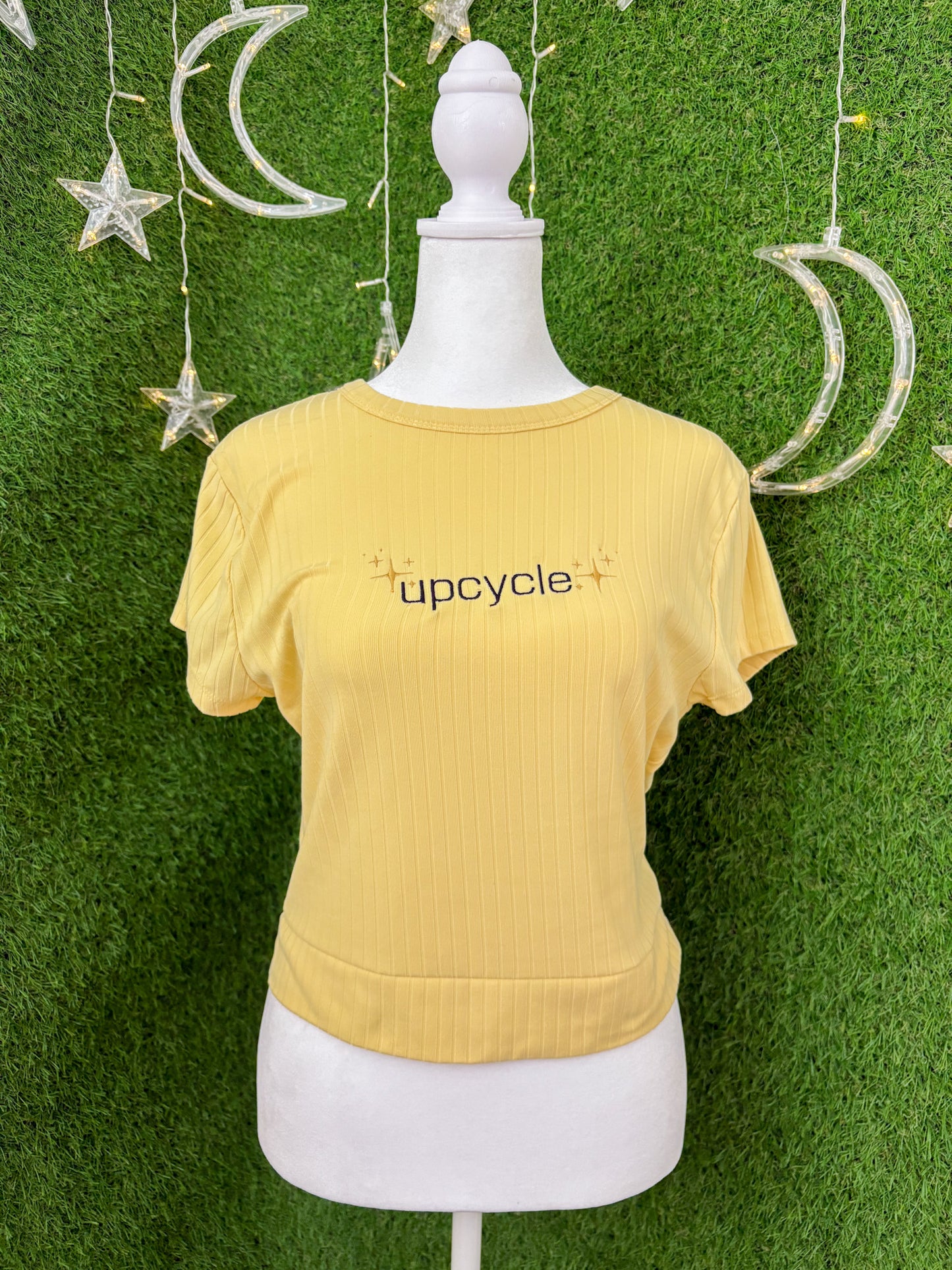 Upcycle Yellow Cropped Open Back XL