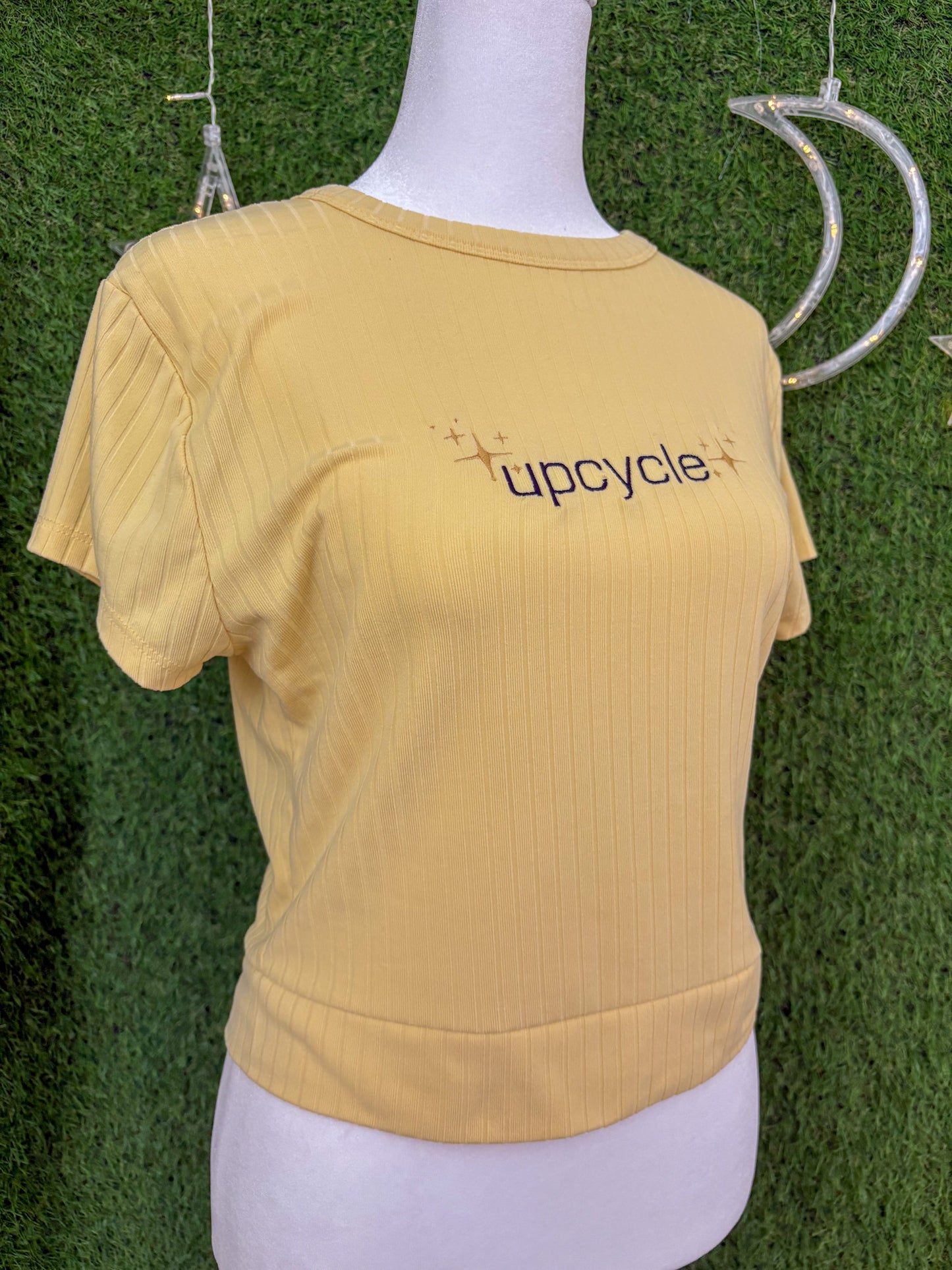 Upcycle Yellow Cropped Open Back XL