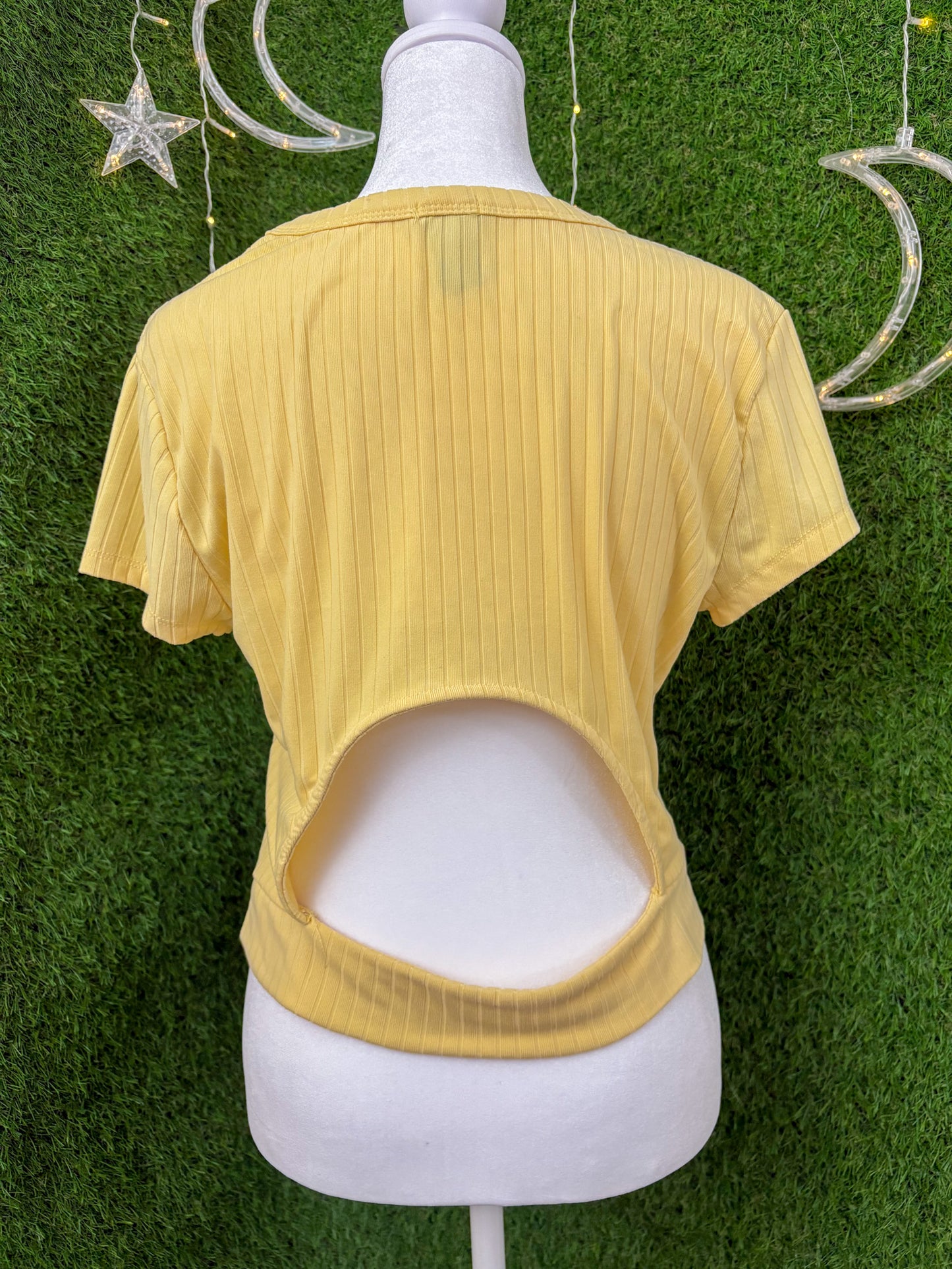 Upcycle Yellow Cropped Open Back XL