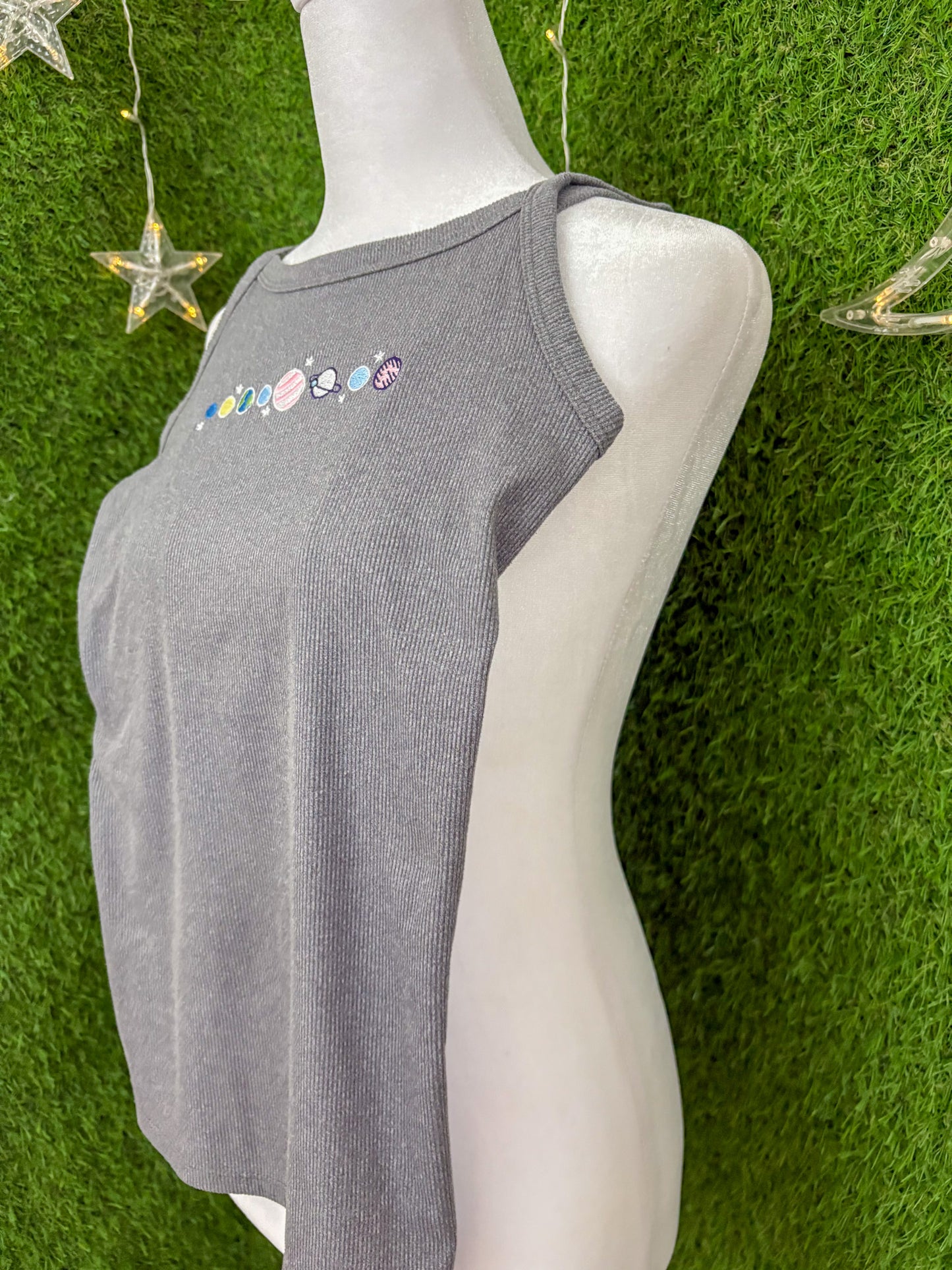 Planets Grey Tank Top XS