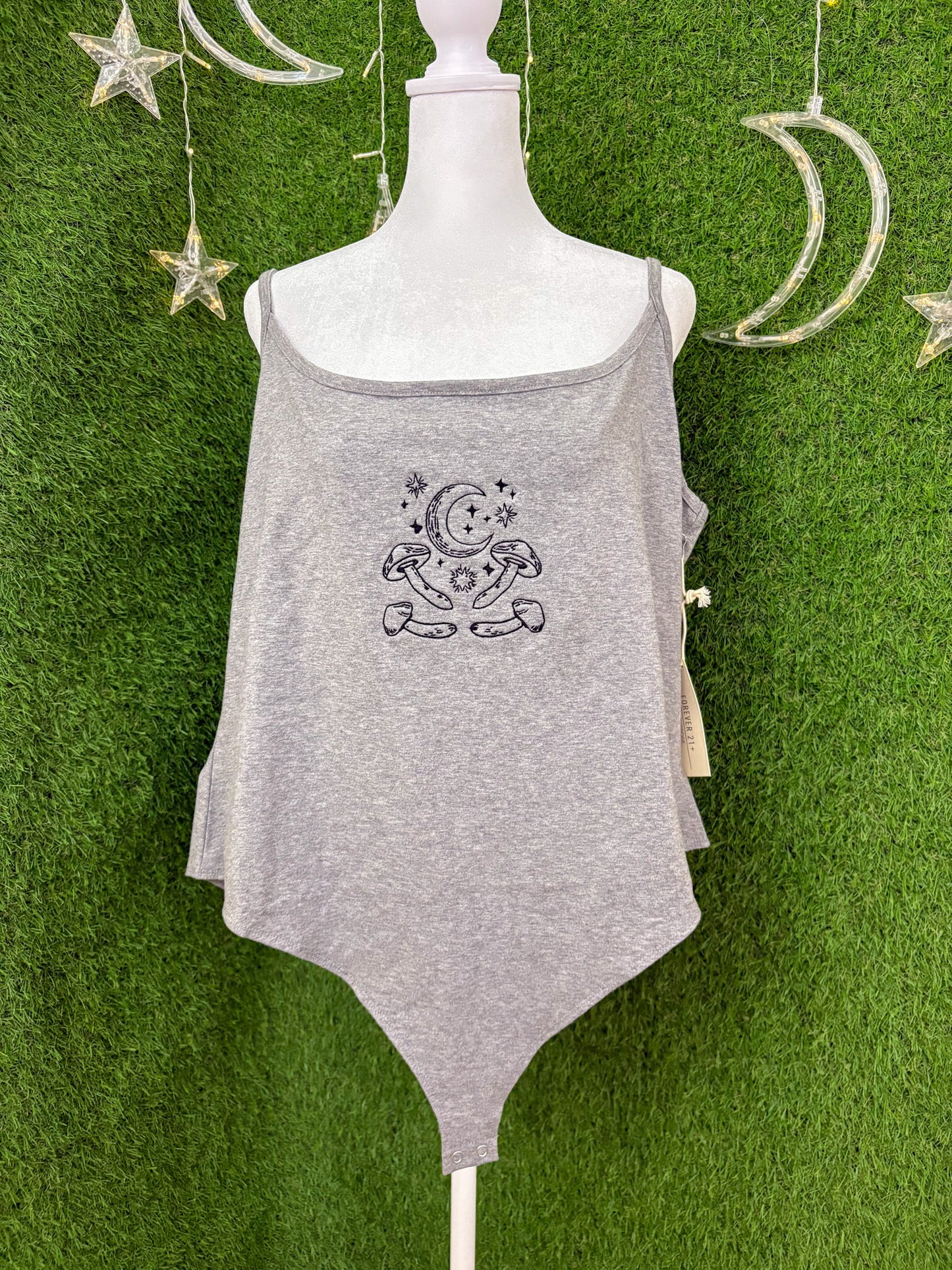 Moon & Shrooms Grey Bodysuit Tank 3XL