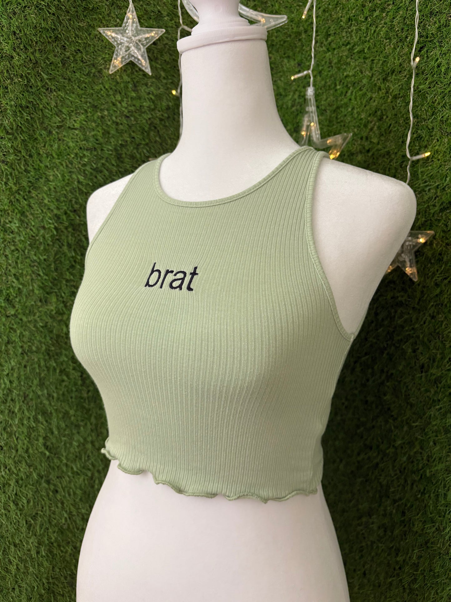 Brat Green Baby Tee Tank XXS