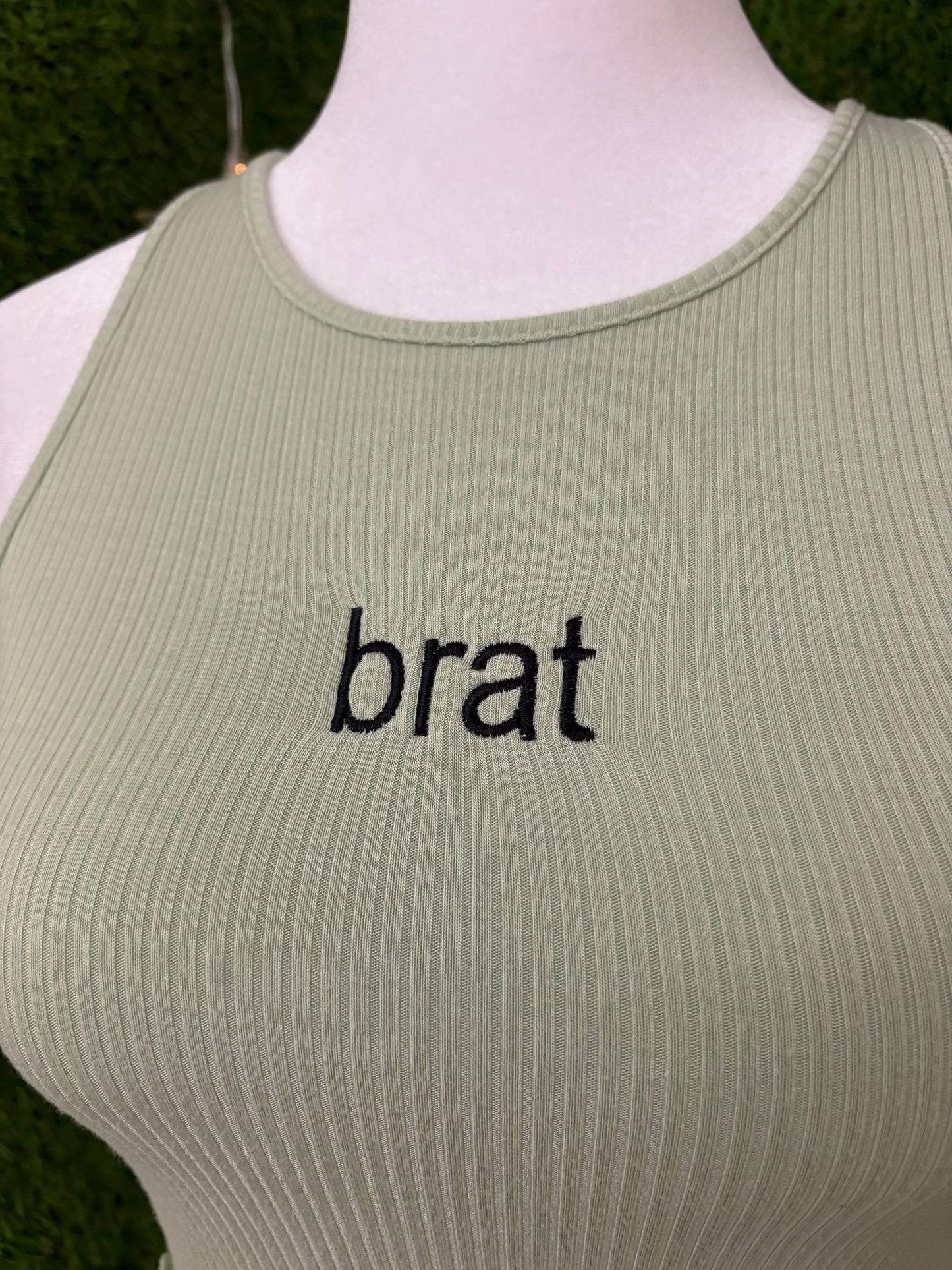 Brat Green Baby Tee Tank XXS