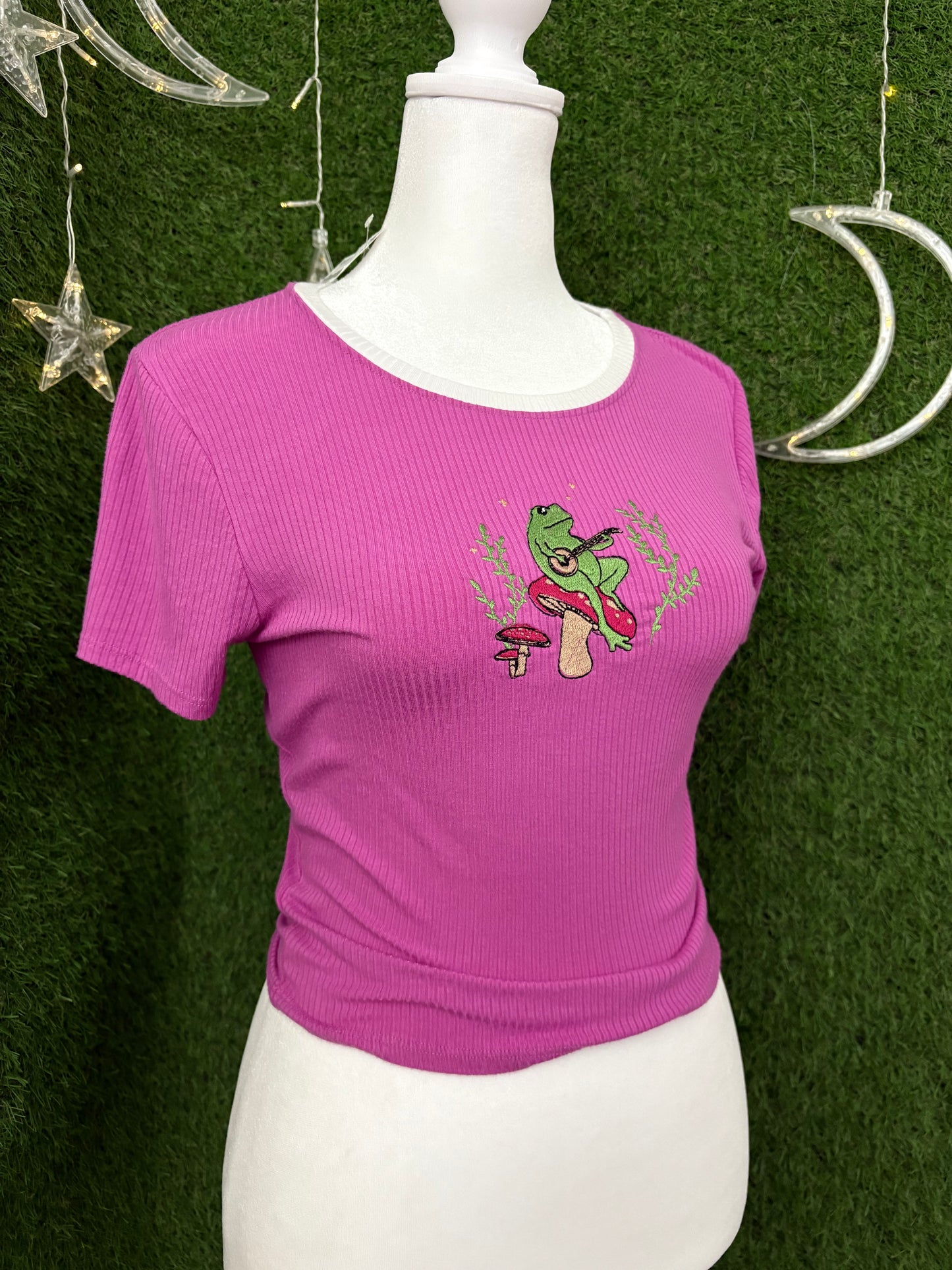 Banjo Frog Pink Crop Top L