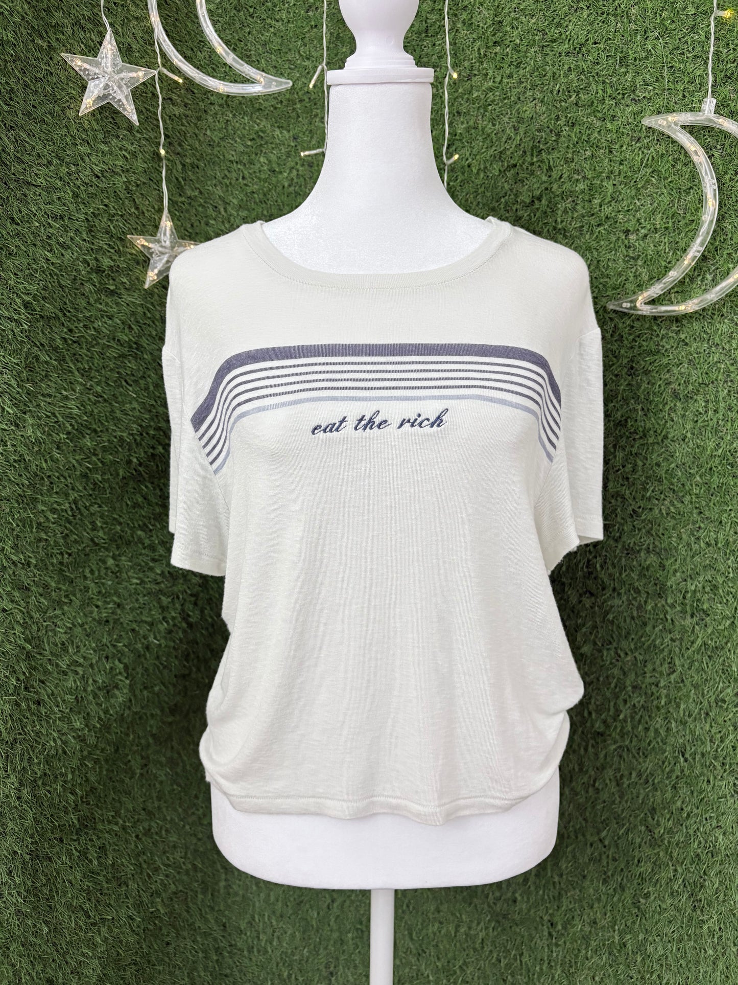 Eat the Rich Striped Crop Top XL