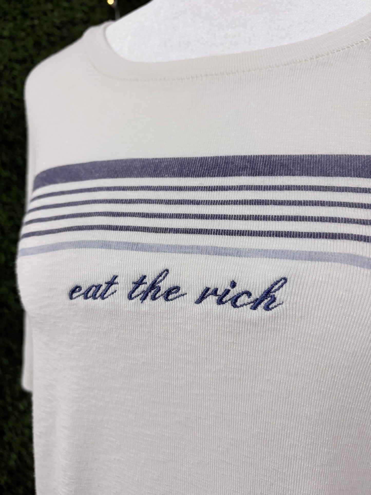 Eat the Rich Striped Crop Top XL