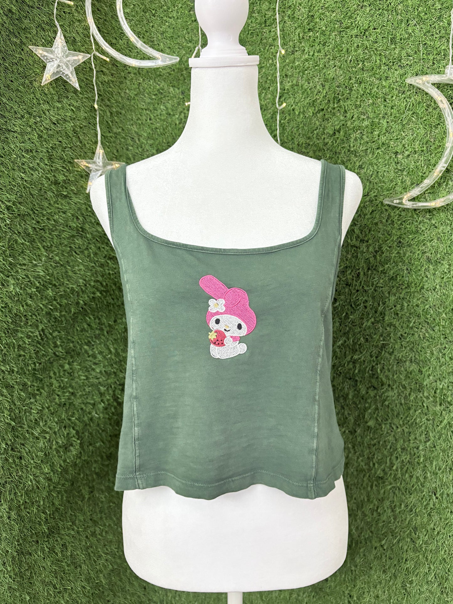 Pink Bunny Green Tank Top XL