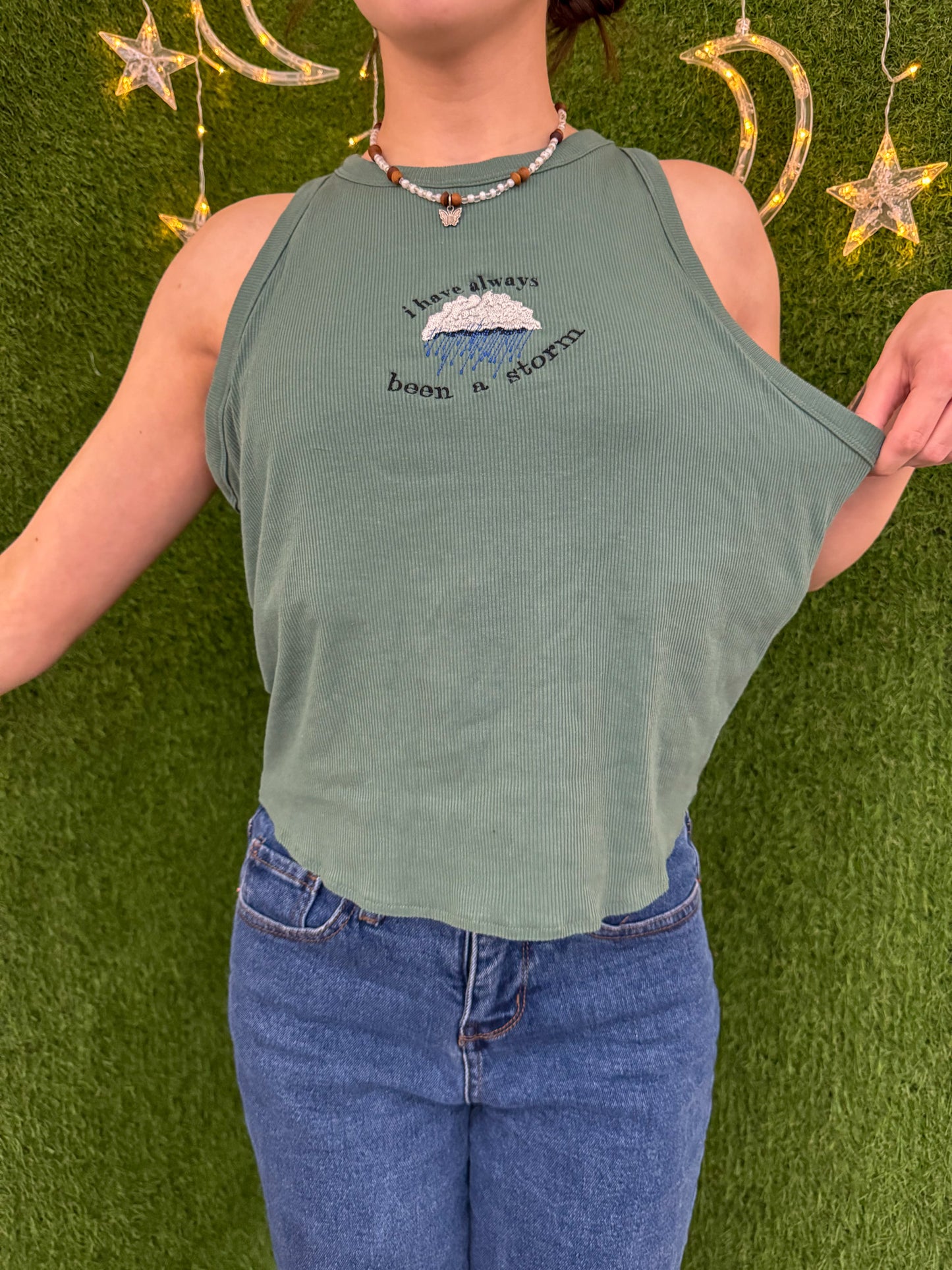 Been a Storm Green Halter Tank XL