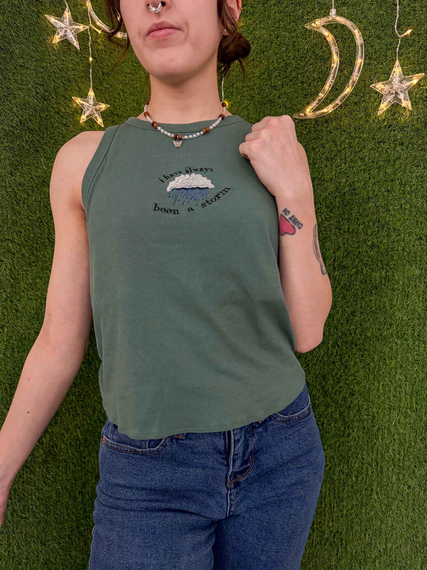 Been a Storm Green Halter Tank XL