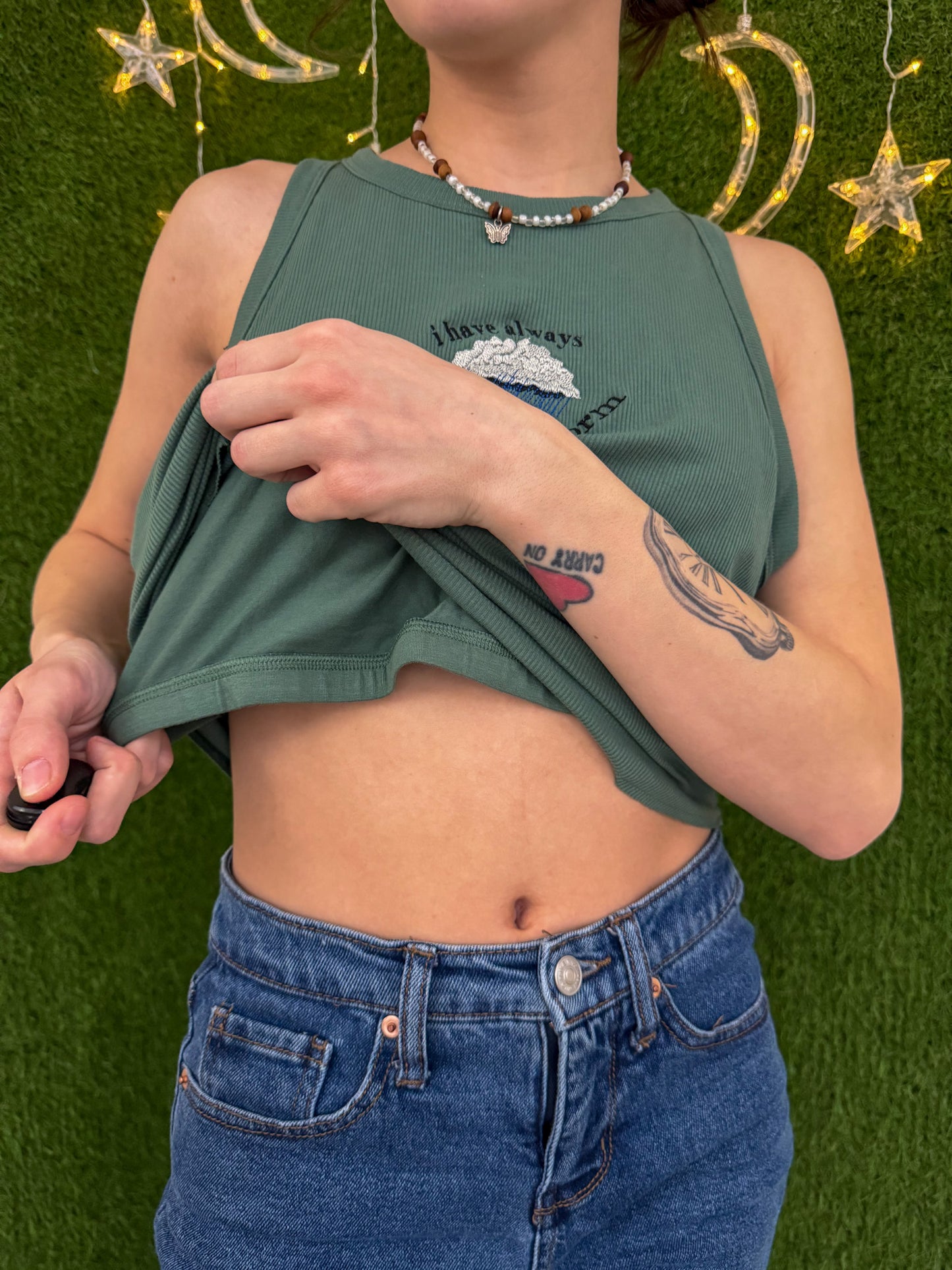 Been a Storm Green Halter Tank XL