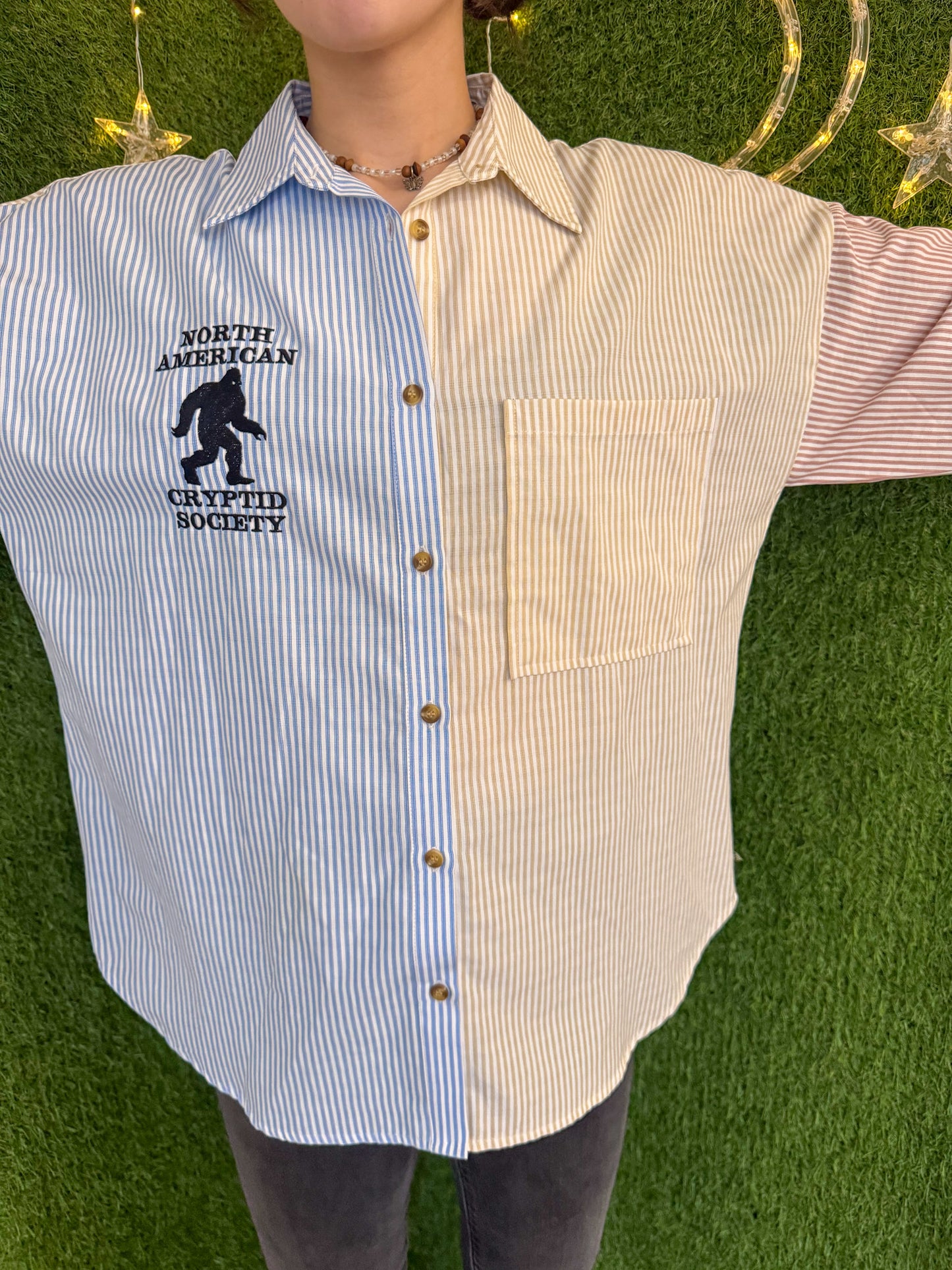 Bigfoot Striped Button Up Long Sleeve M