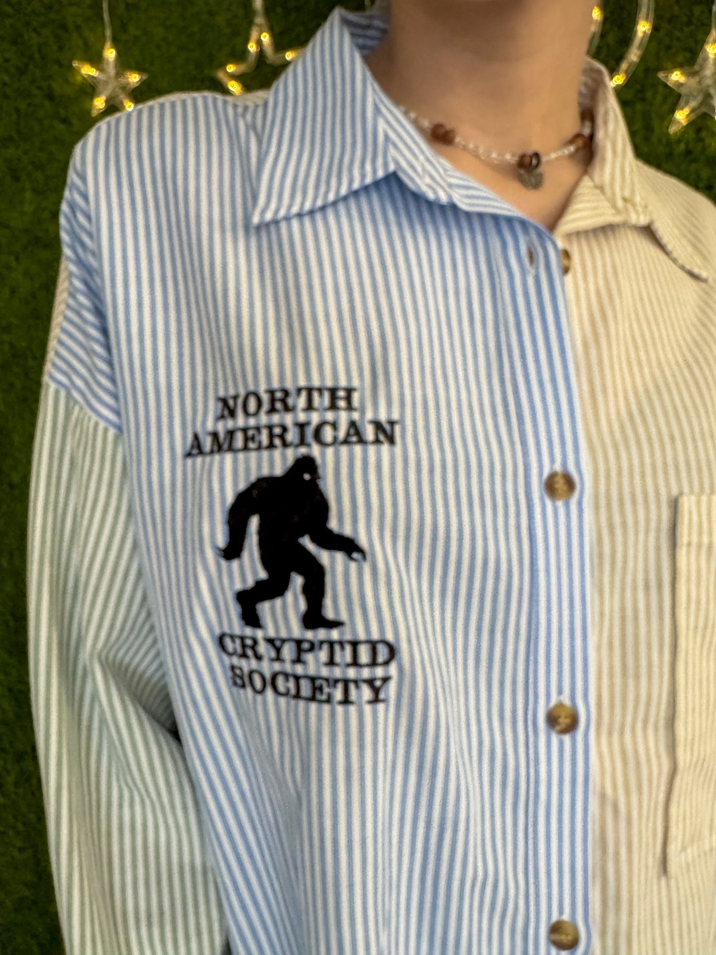 Bigfoot Striped Button Up Long Sleeve M