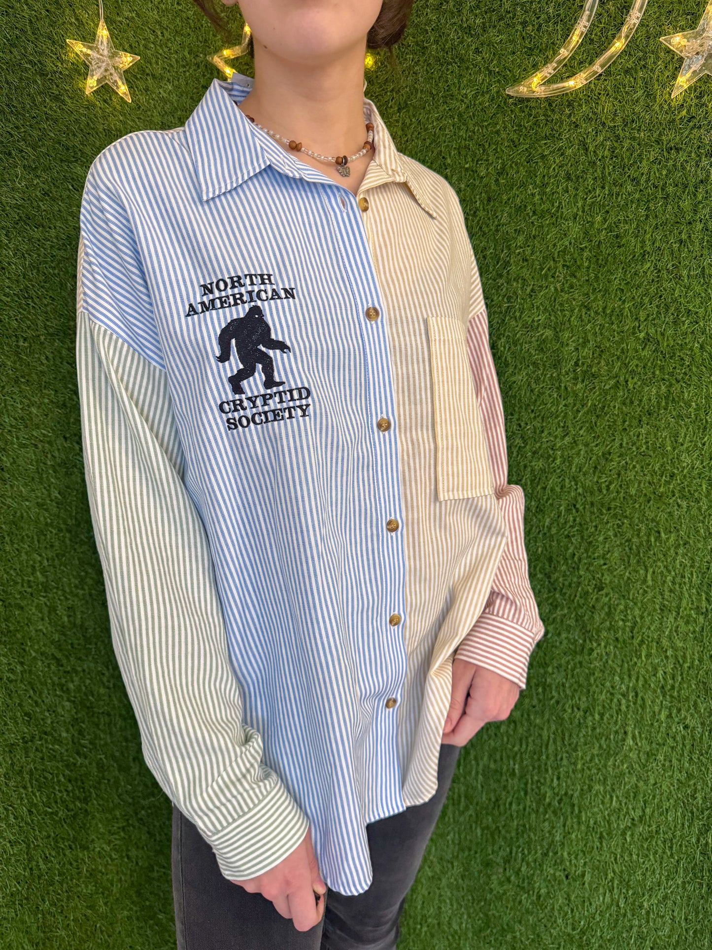 Bigfoot Striped Button Up Long Sleeve M