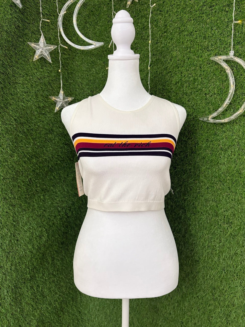 Eat the Rich Striped Tank Top XL